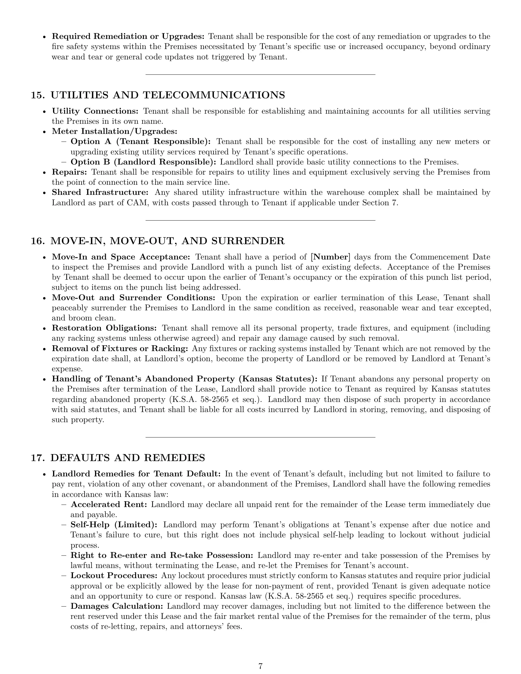 Preview page 7 of Pro Kansas warehouse lease agreement template