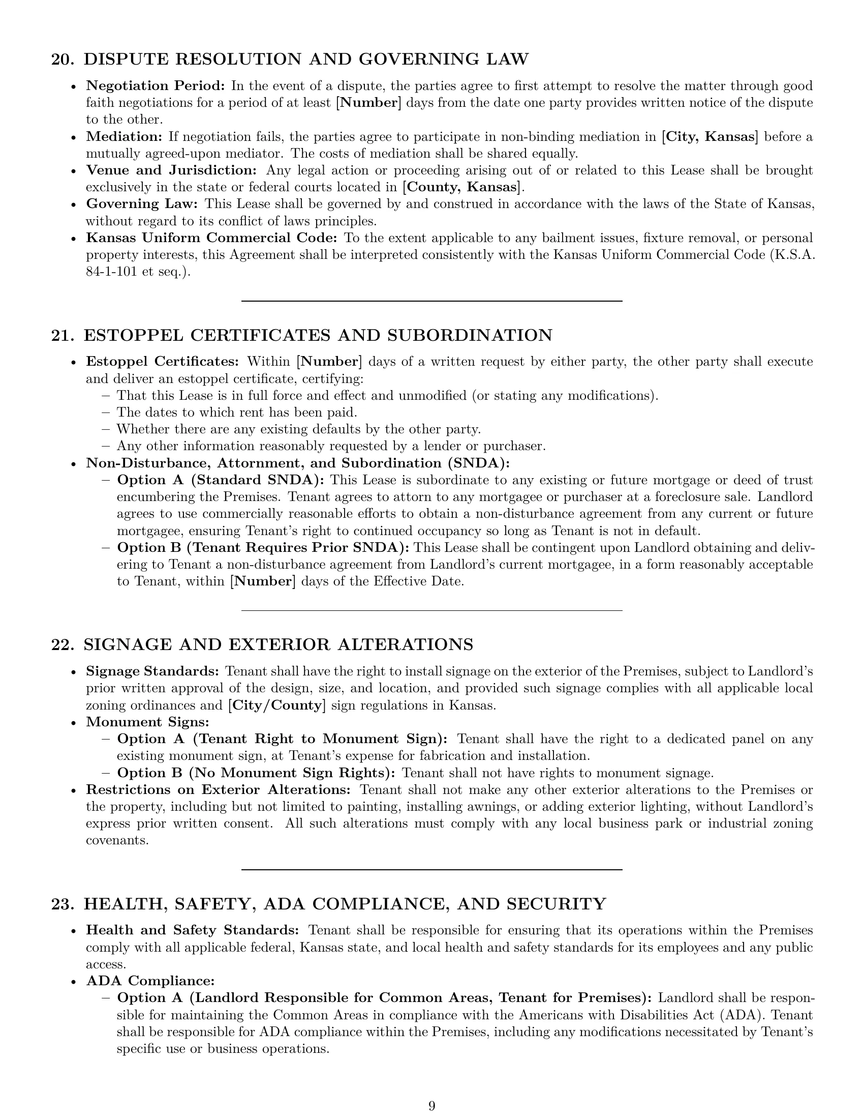 Preview page 9 of Pro Kansas warehouse lease agreement template