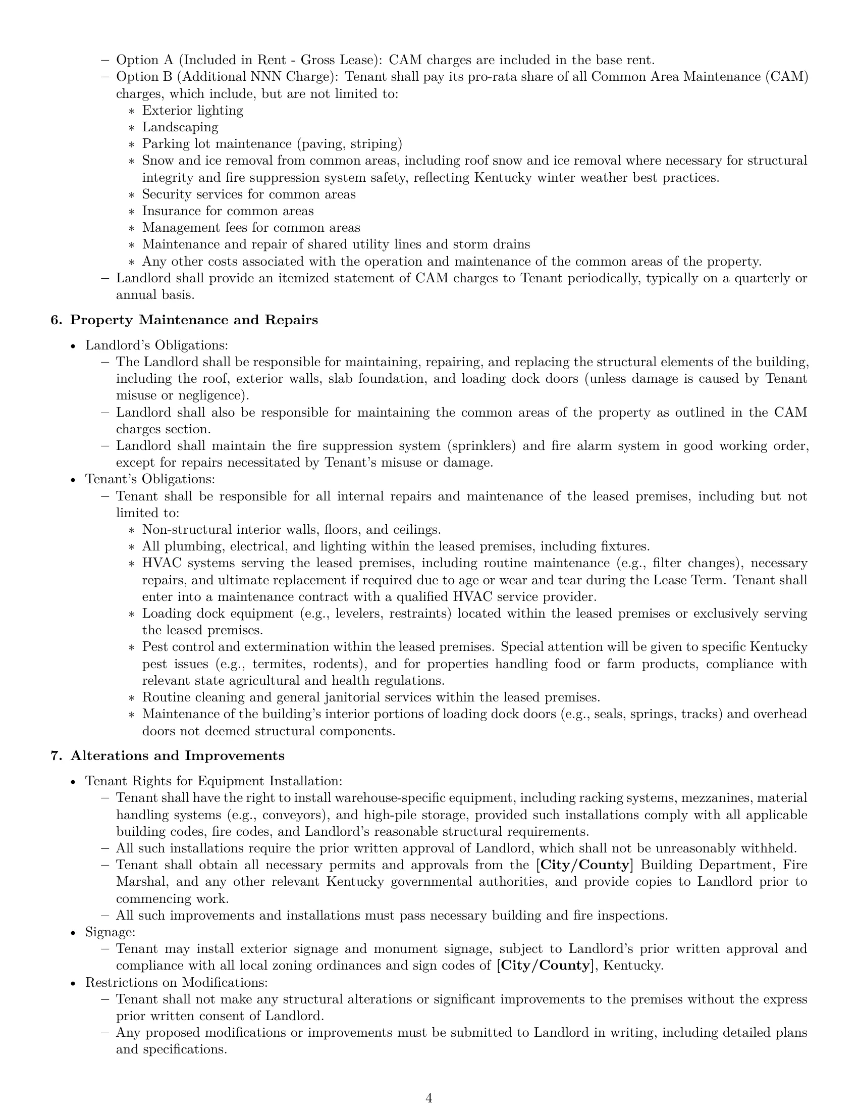 Preview page 4 of Pro Kentucky warehouse lease agreement template
