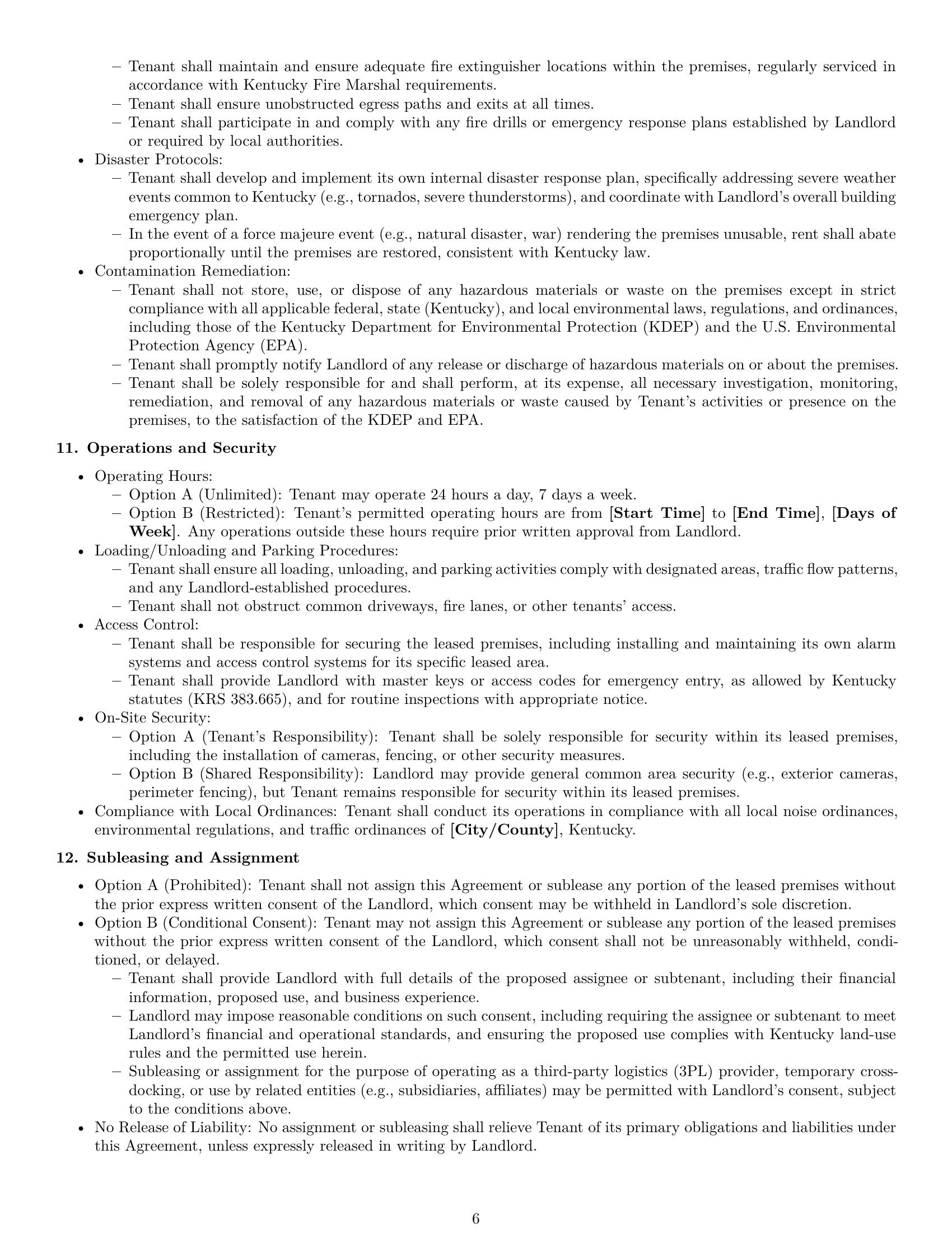 Preview page 6 of Pro Kentucky warehouse lease agreement template