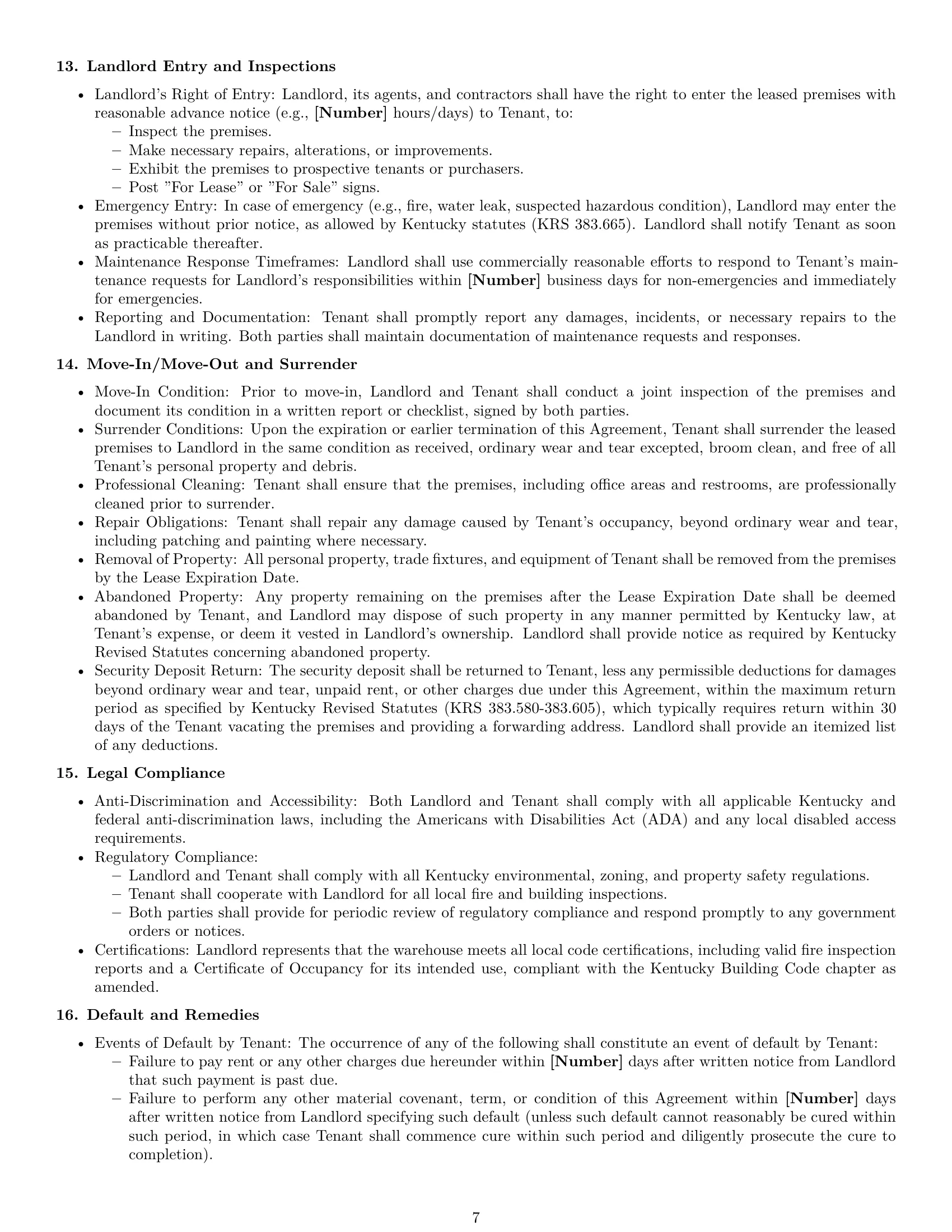 Preview page 7 of Pro Kentucky warehouse lease agreement template
