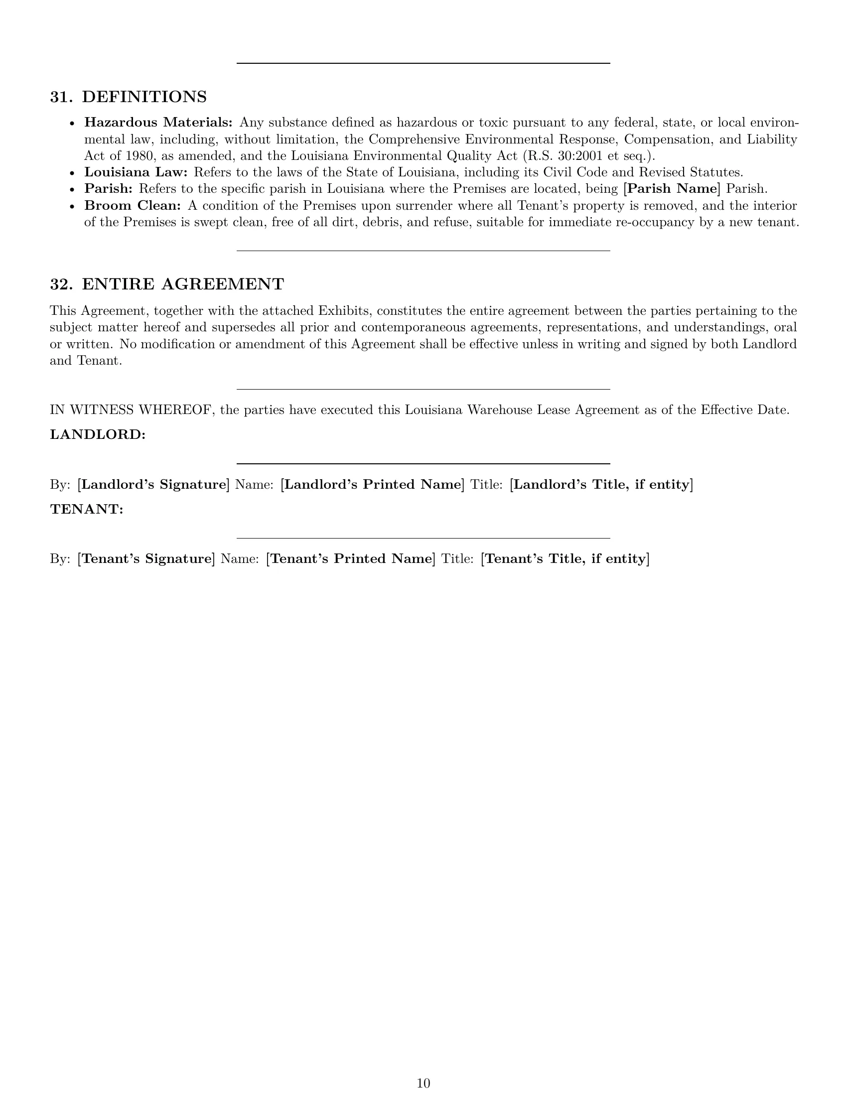Preview page 10 of Pro Louisiana warehouse lease agreement template