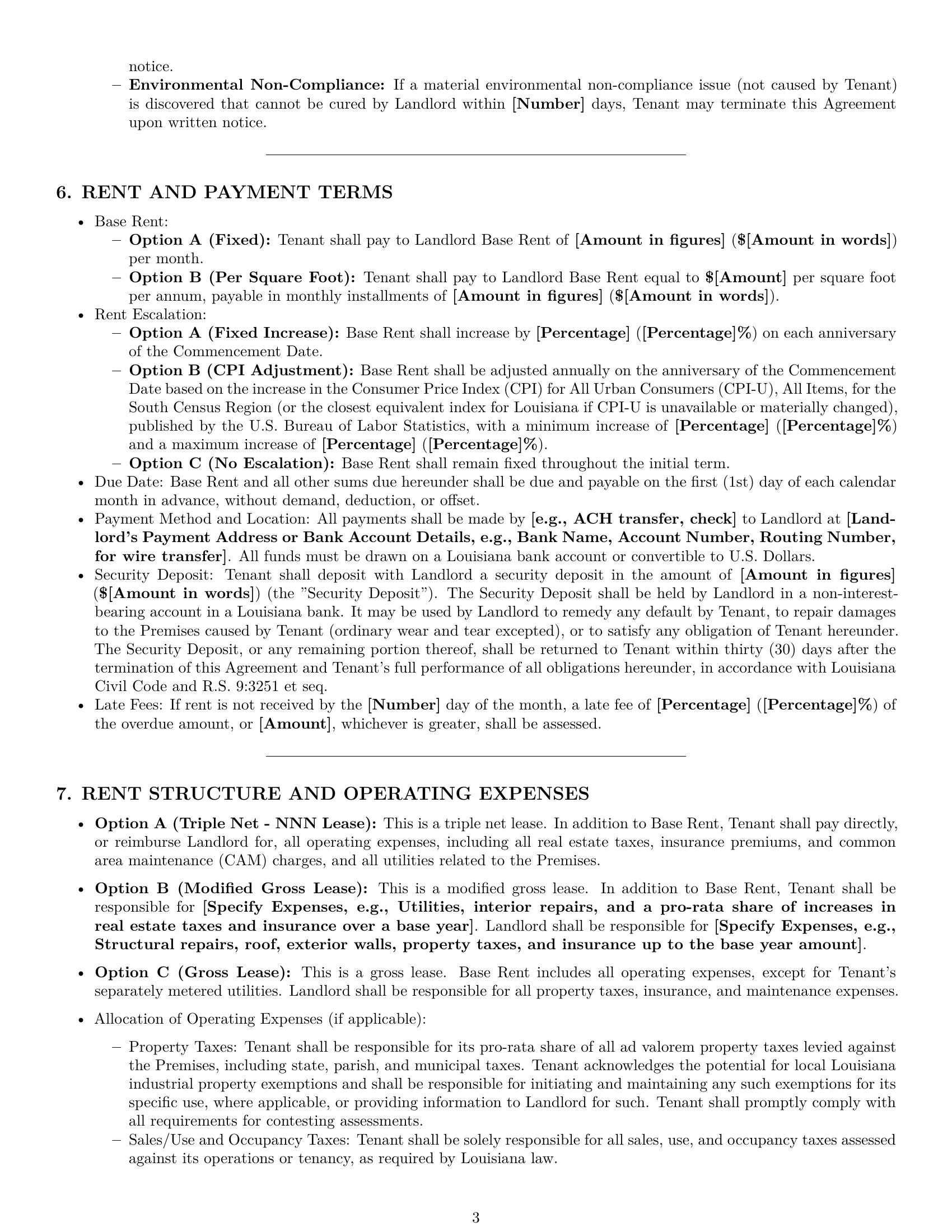Preview page 3 of Pro Louisiana warehouse lease agreement template