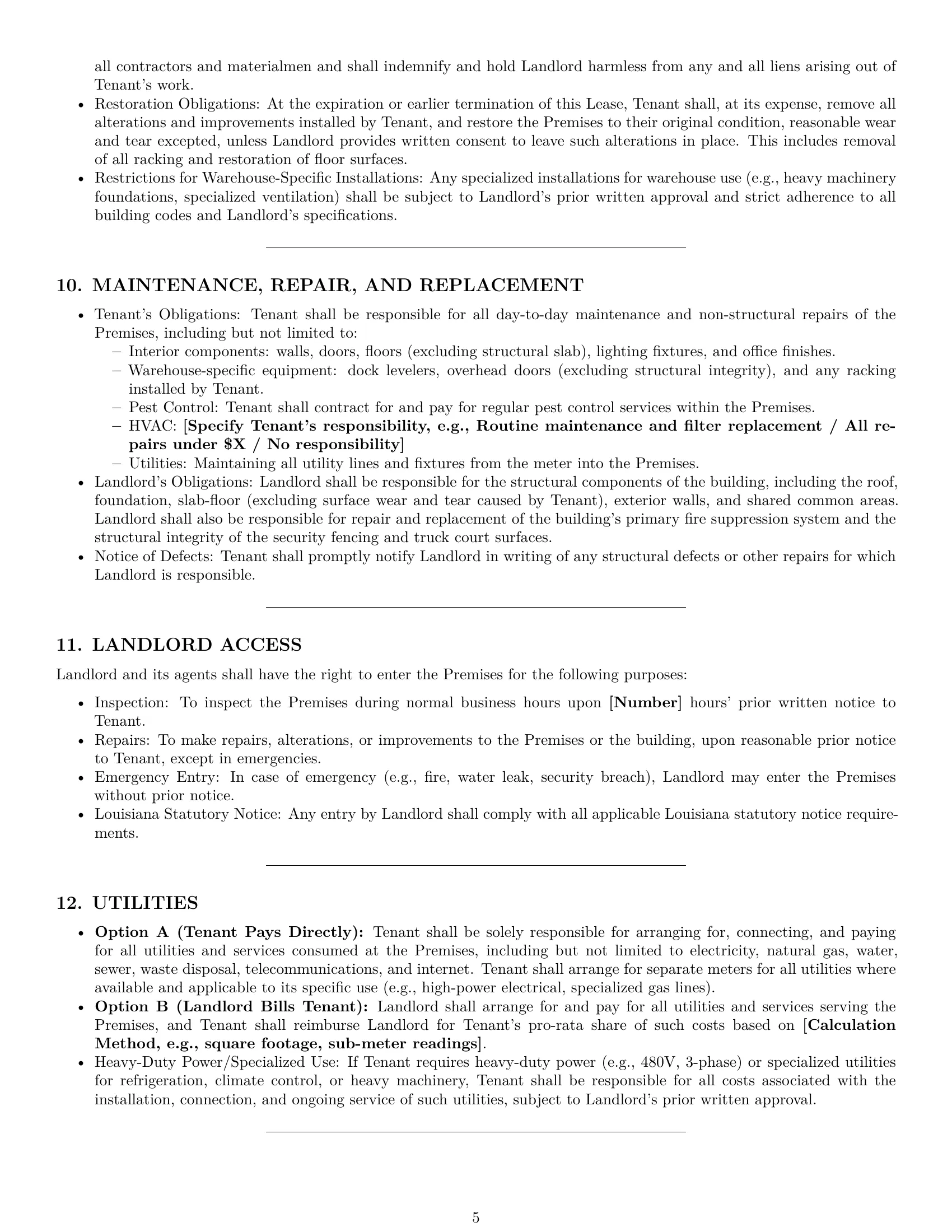 Preview page 5 of Pro Louisiana warehouse lease agreement template