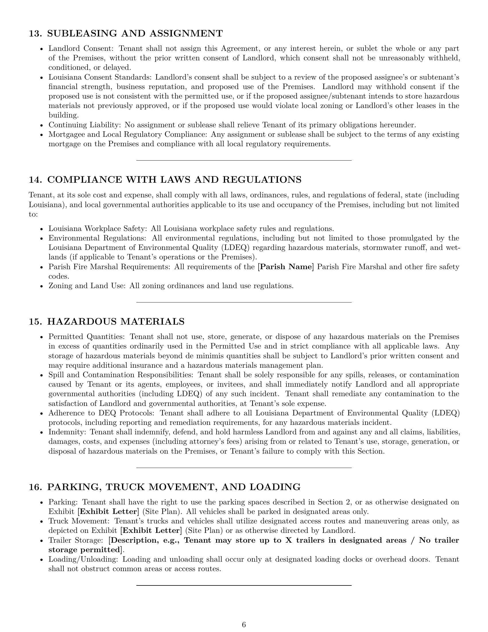 Preview page 6 of Pro Louisiana warehouse lease agreement template