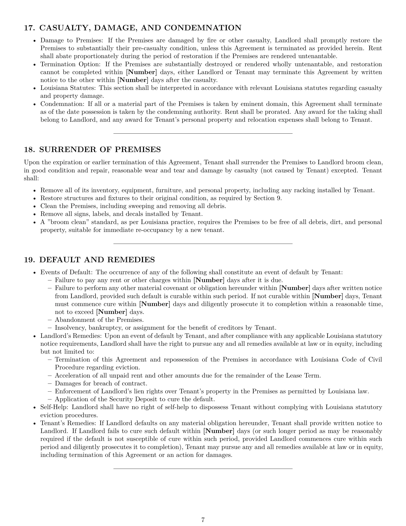 Preview page 7 of Pro Louisiana warehouse lease agreement template
