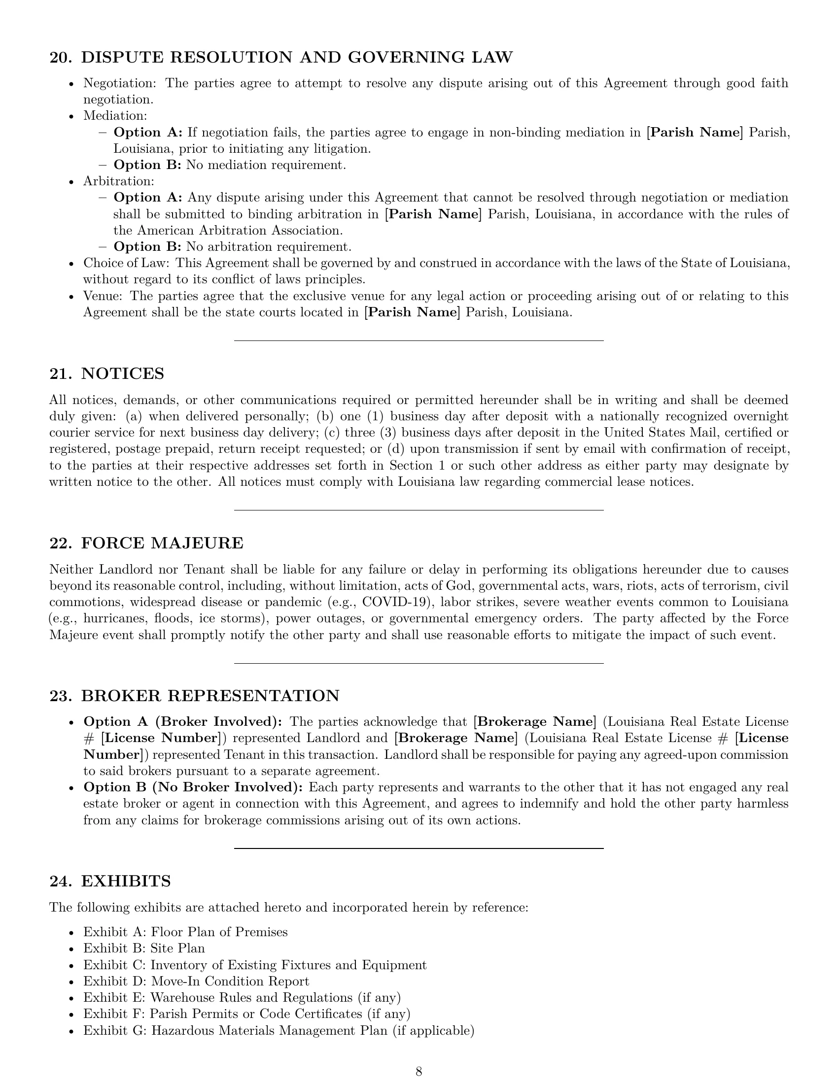 Preview page 8 of Pro Louisiana warehouse lease agreement template