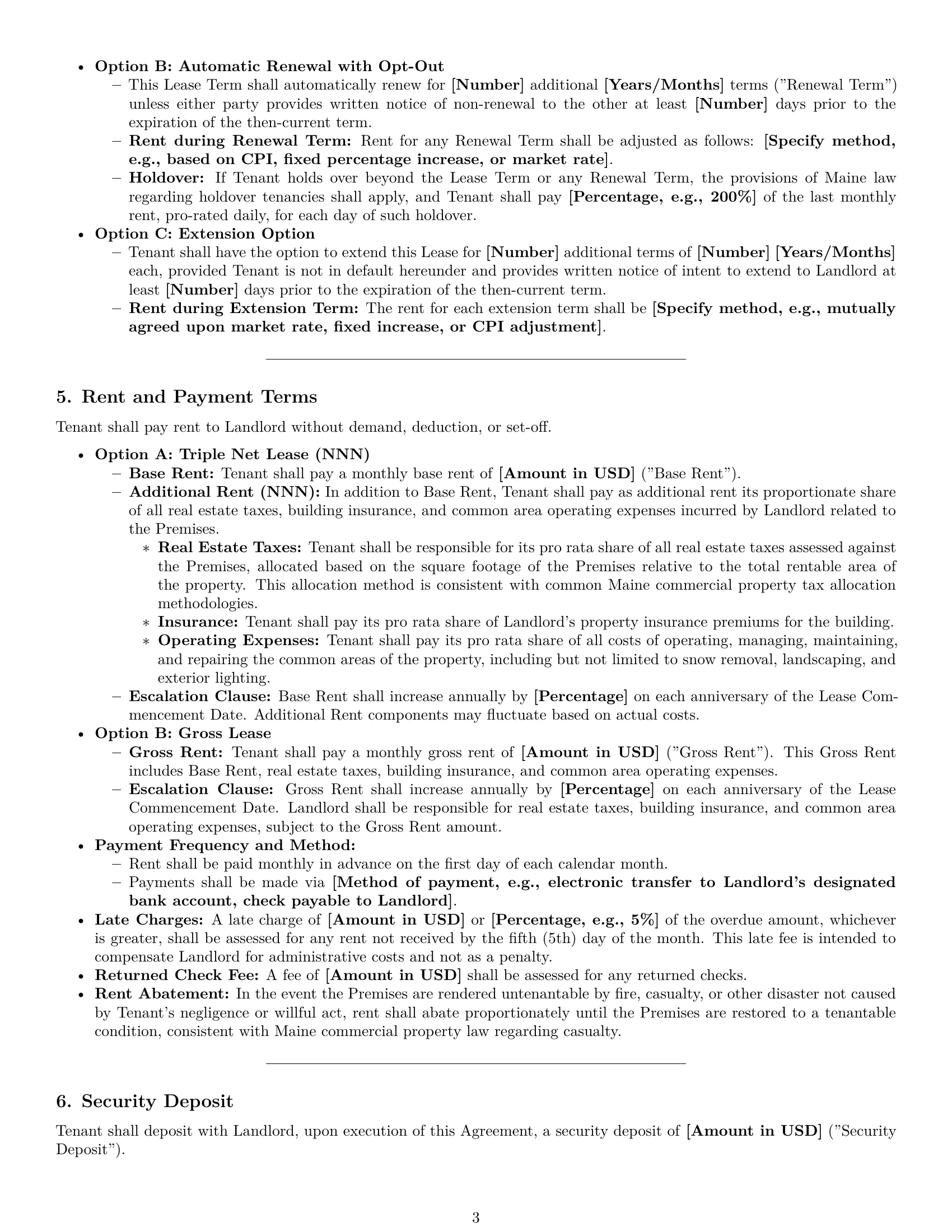 Preview page 3 of Pro Maine warehouse lease agreement template