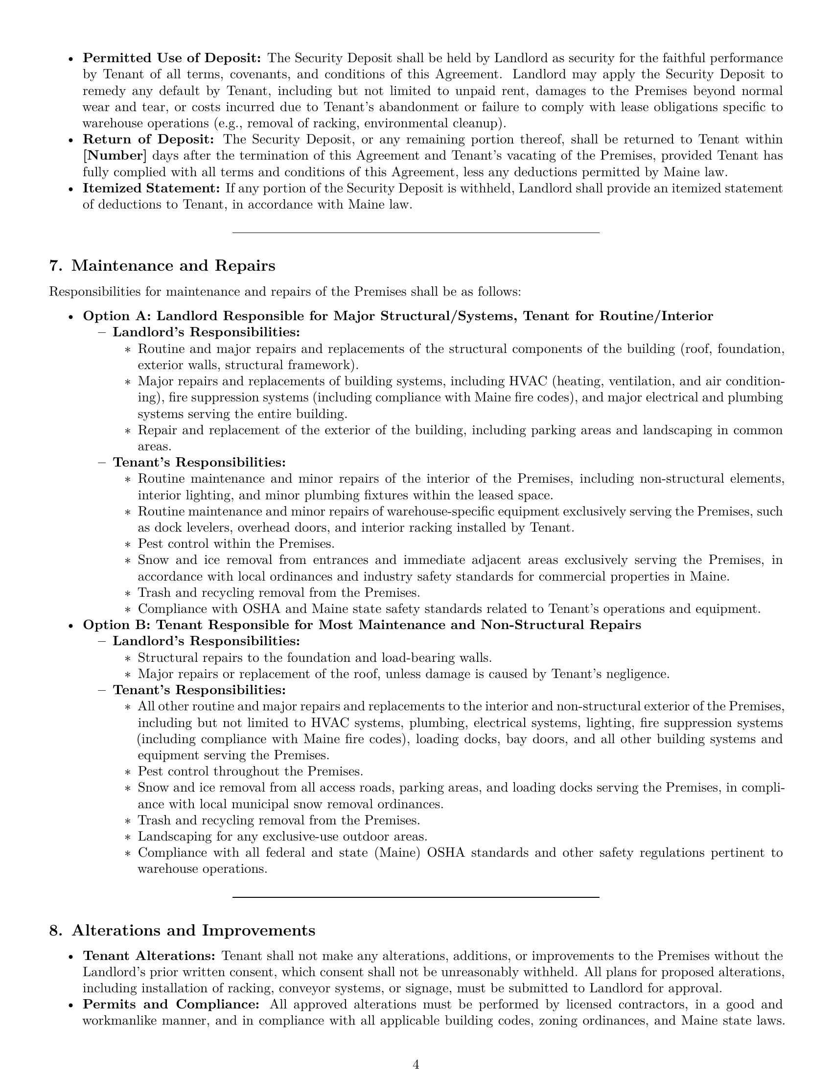 Preview page 4 of Pro Maine warehouse lease agreement template