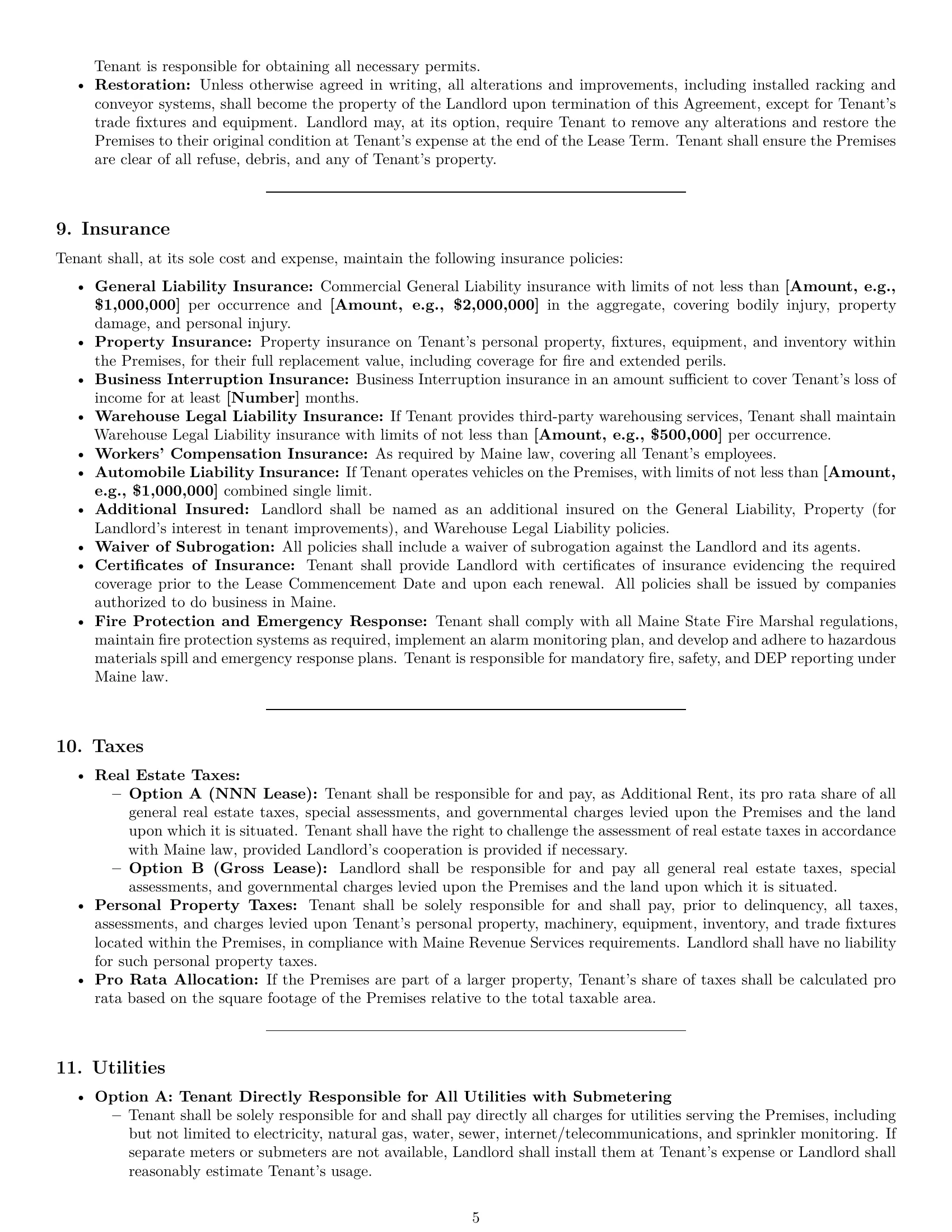 Preview page 5 of Pro Maine warehouse lease agreement template