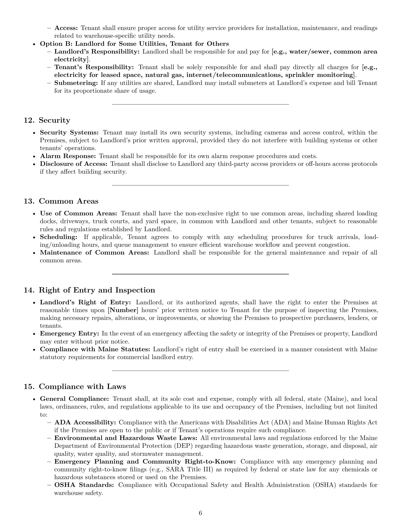 Preview page 6 of Pro Maine warehouse lease agreement template