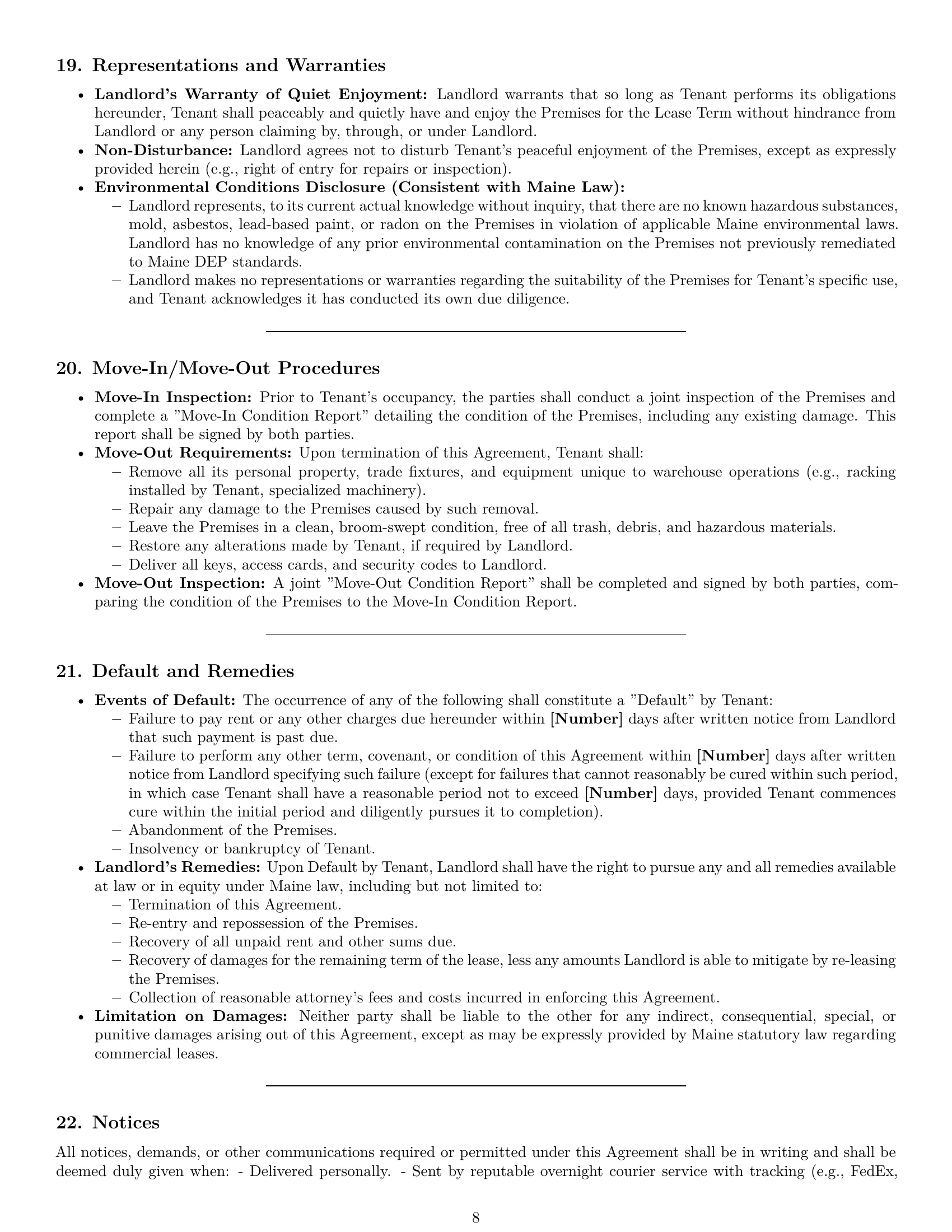 Preview page 8 of Pro Maine warehouse lease agreement template