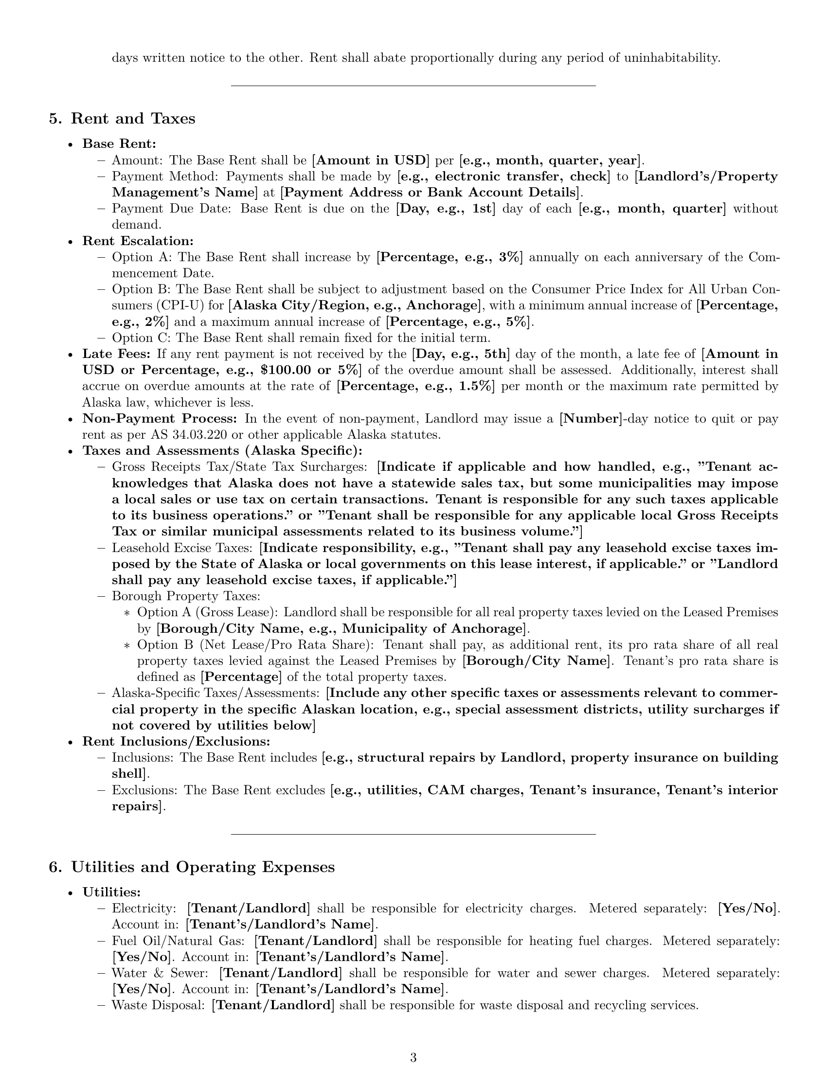 Preview page 3 of Pro Alaska warehouse lease agreement template