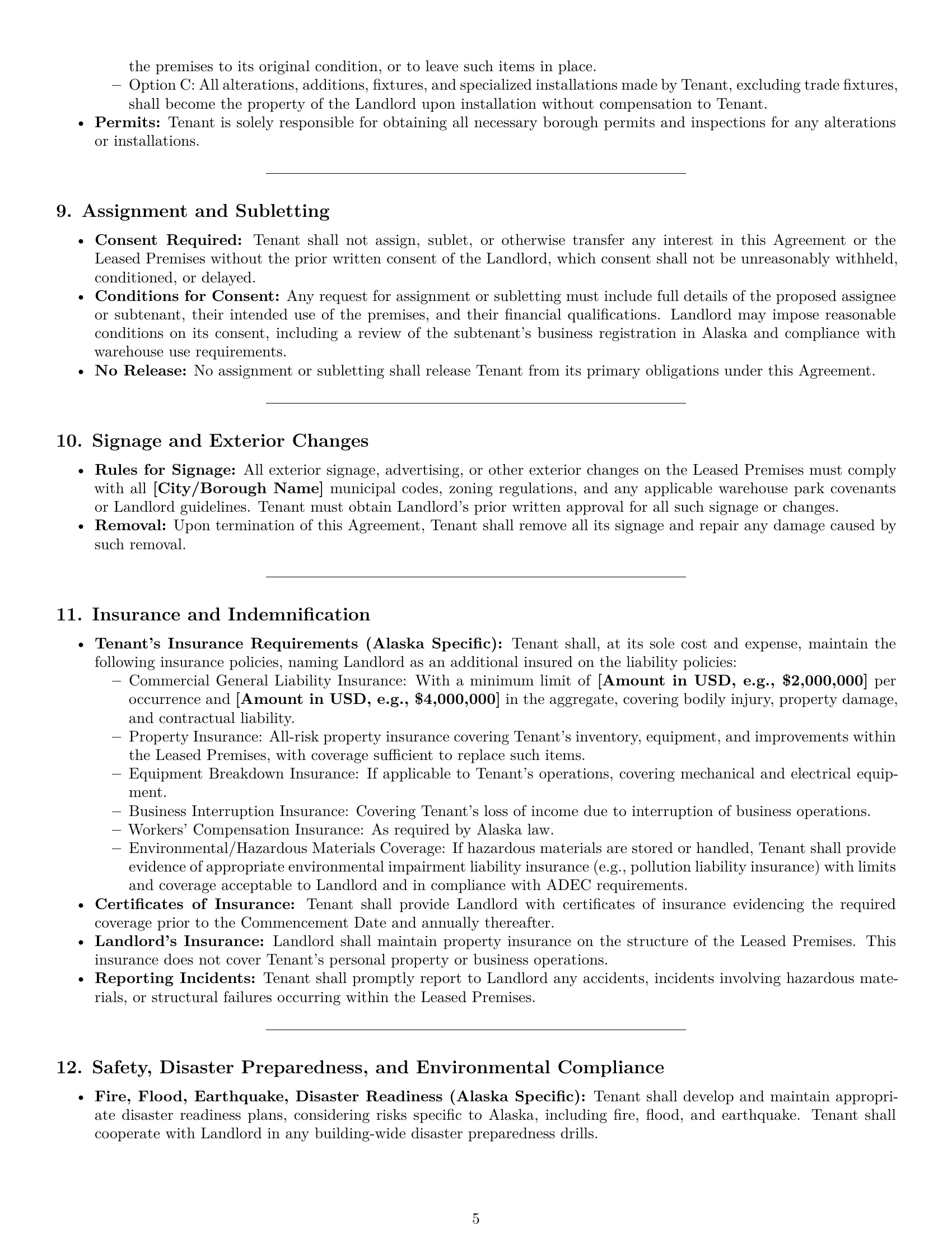 Preview page 5 of Pro Alaska warehouse lease agreement template