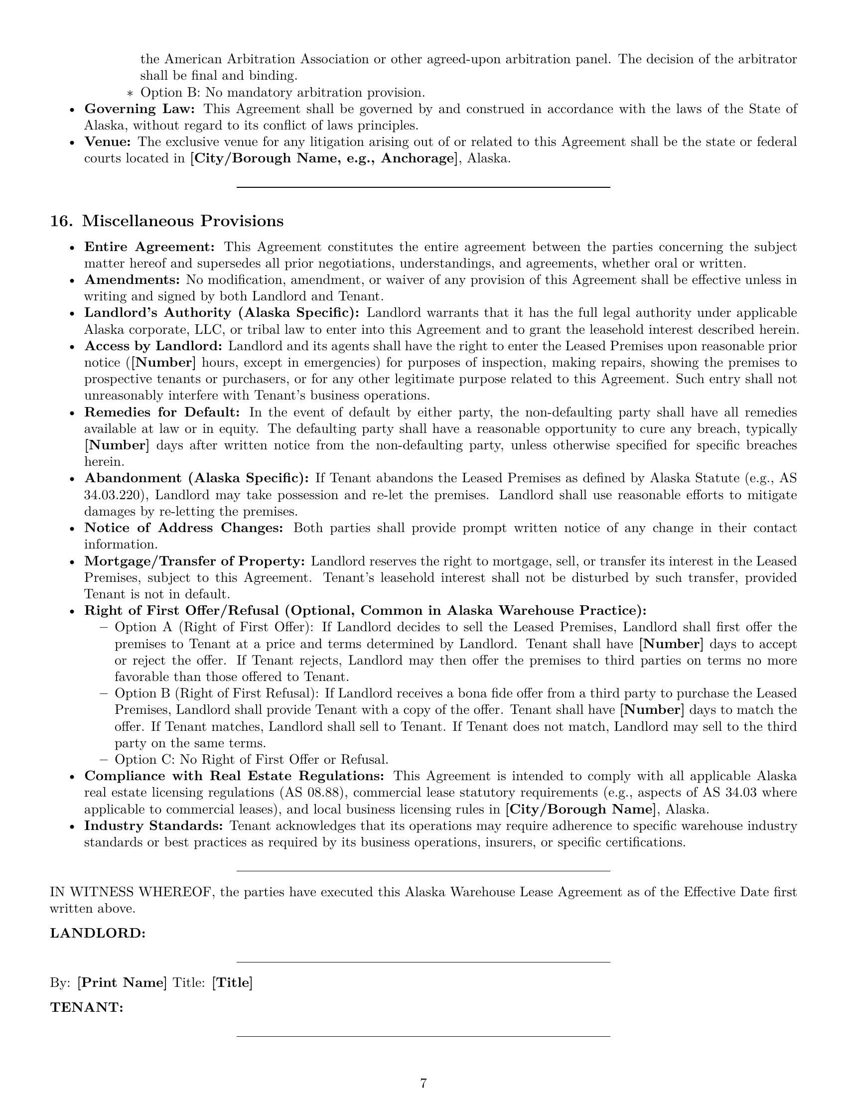 Preview page 7 of Pro Alaska warehouse lease agreement template