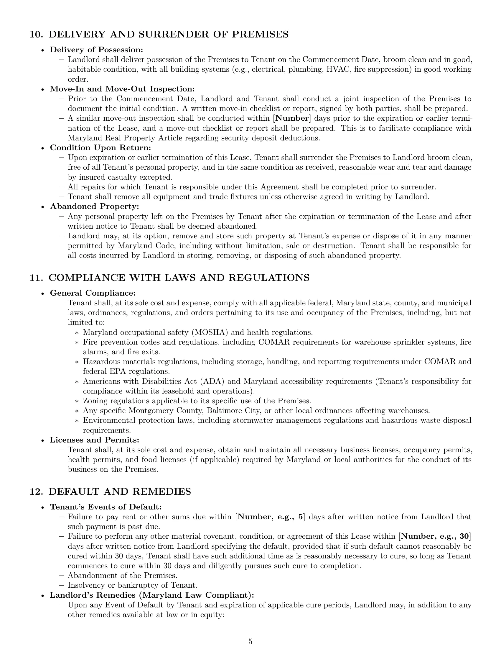 Preview page 5 of Pro Maryland warehouse lease agreement template