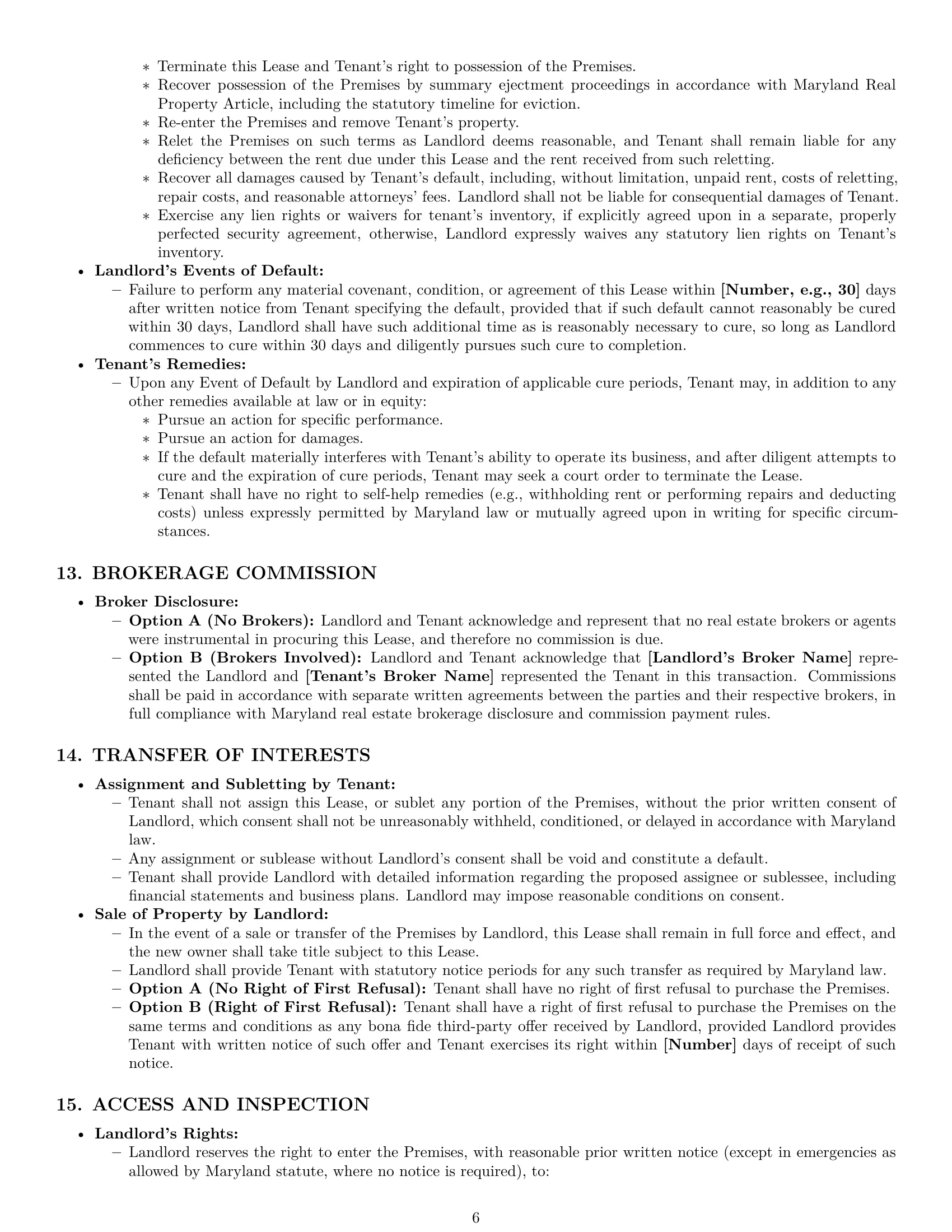Preview page 6 of Pro Maryland warehouse lease agreement template