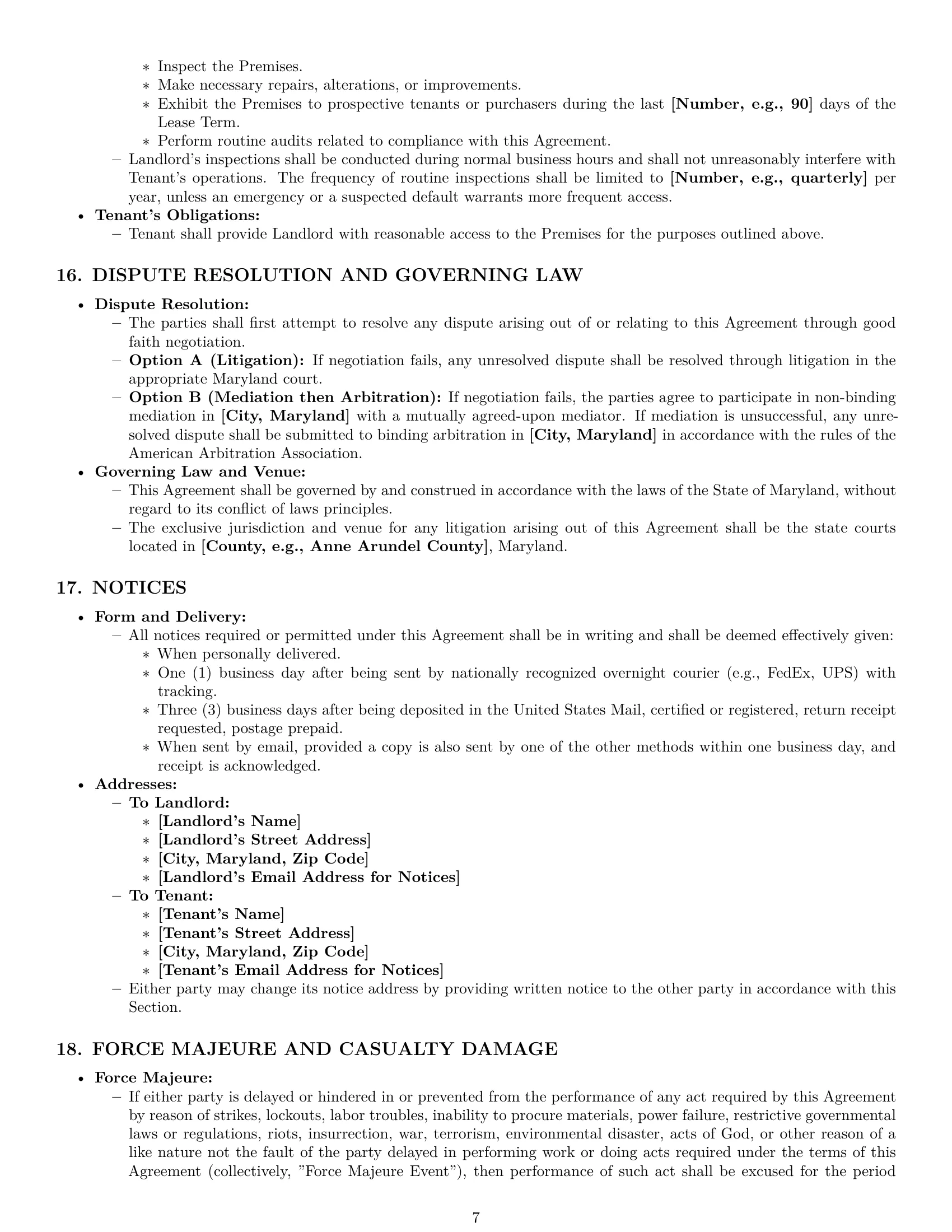 Preview page 7 of Pro Maryland warehouse lease agreement template