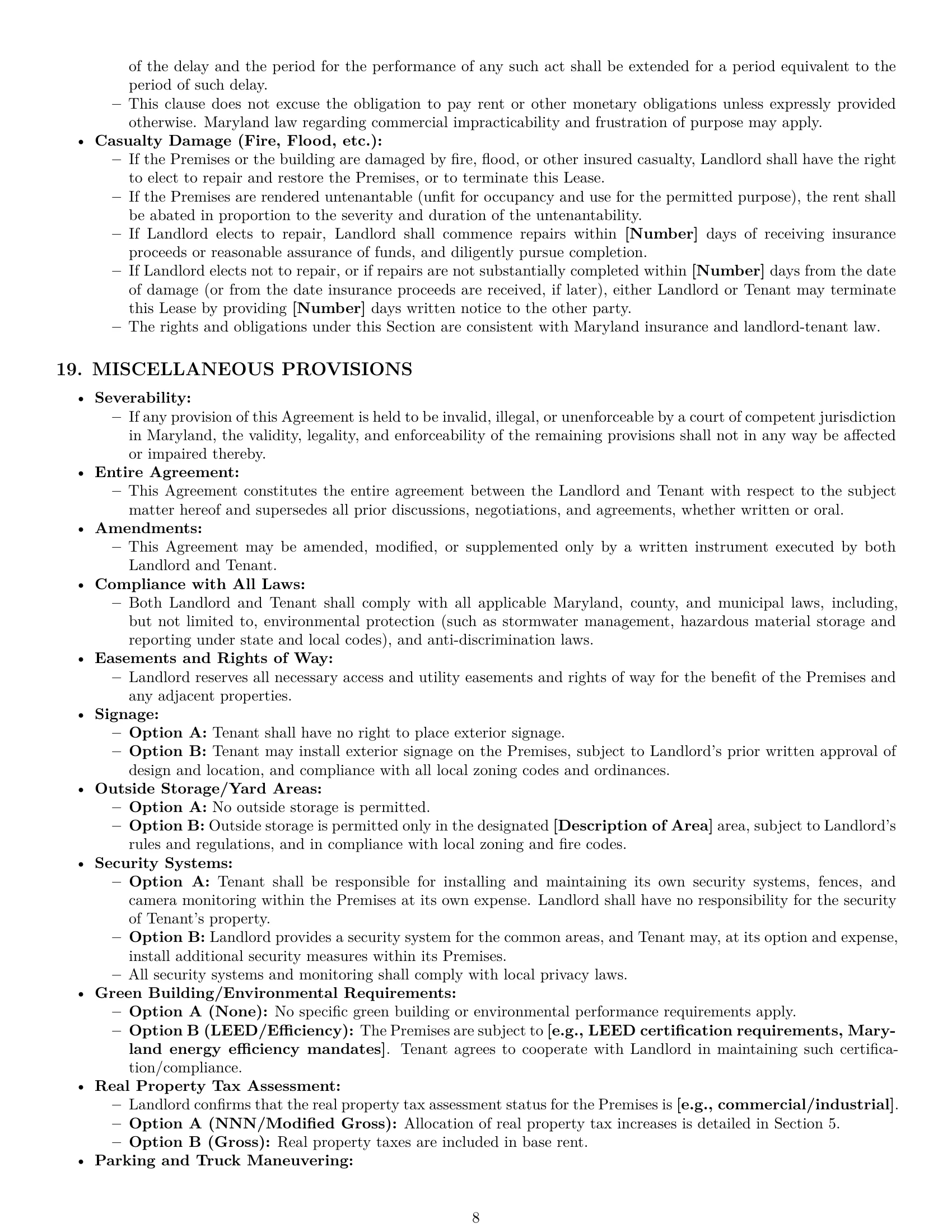Preview page 8 of Pro Maryland warehouse lease agreement template