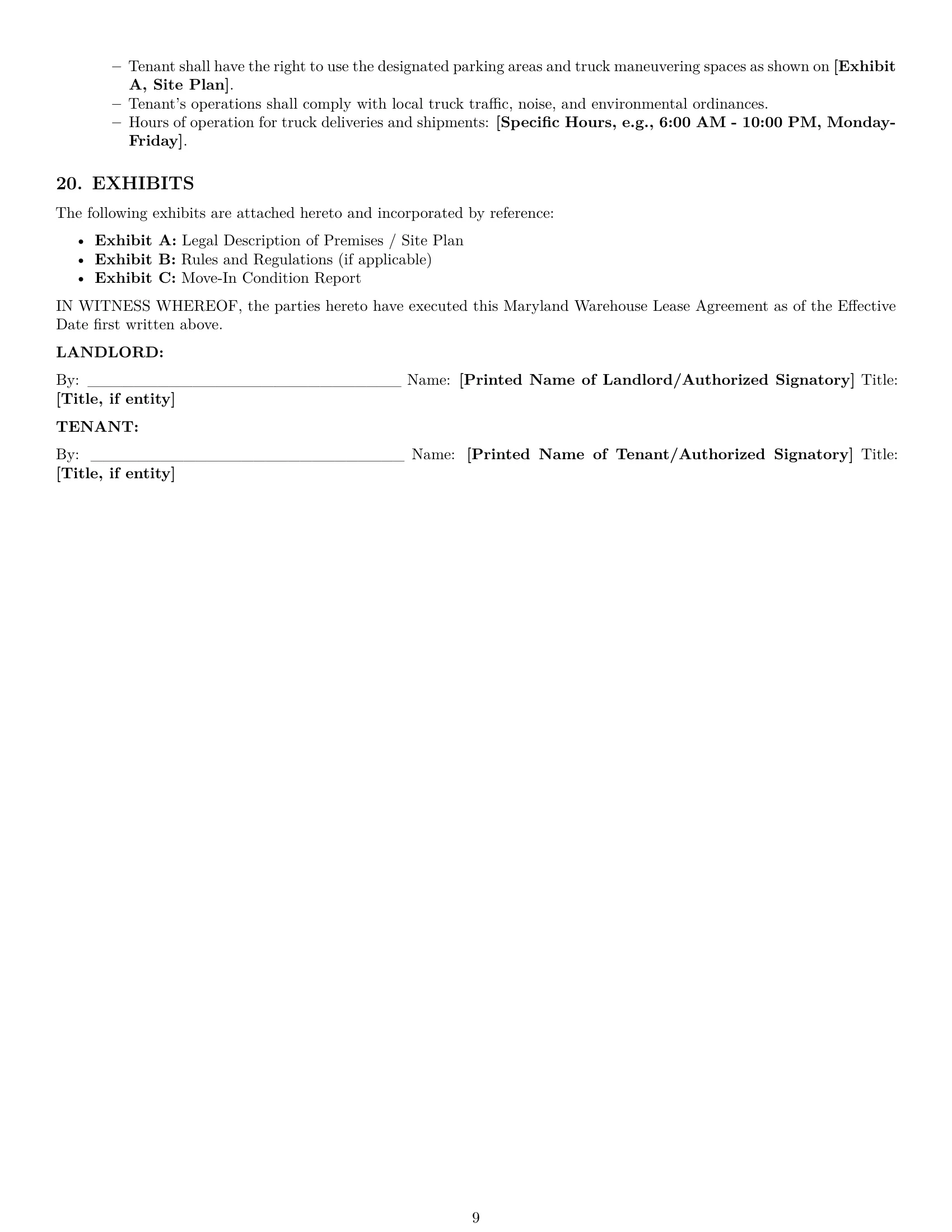 Preview page 9 of Pro Maryland warehouse lease agreement template