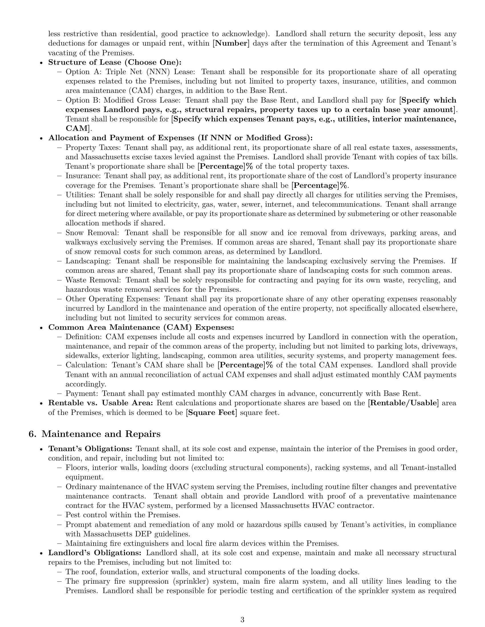 Preview page 3 of Pro Massachusetts warehouse lease agreement template