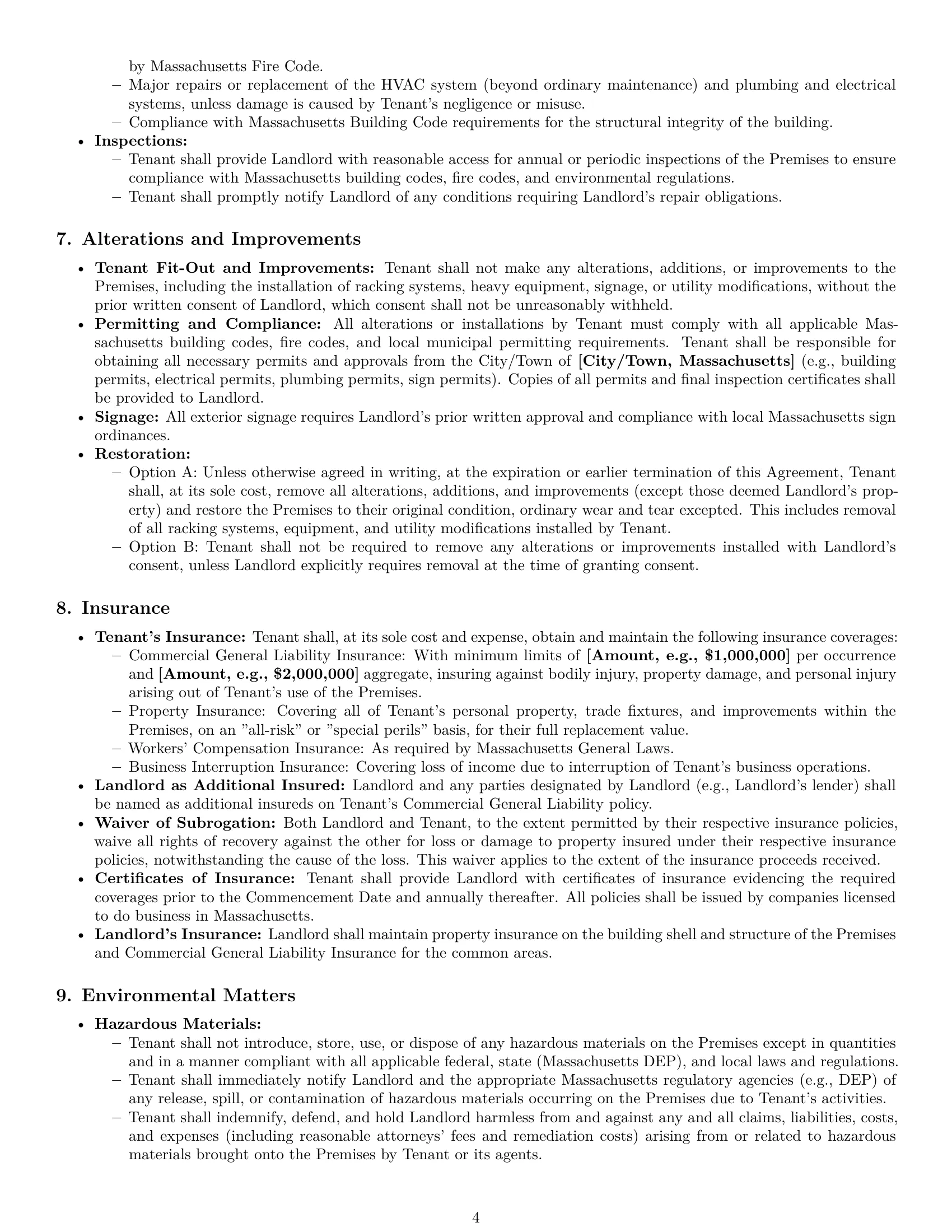 Preview page 4 of Pro Massachusetts warehouse lease agreement template