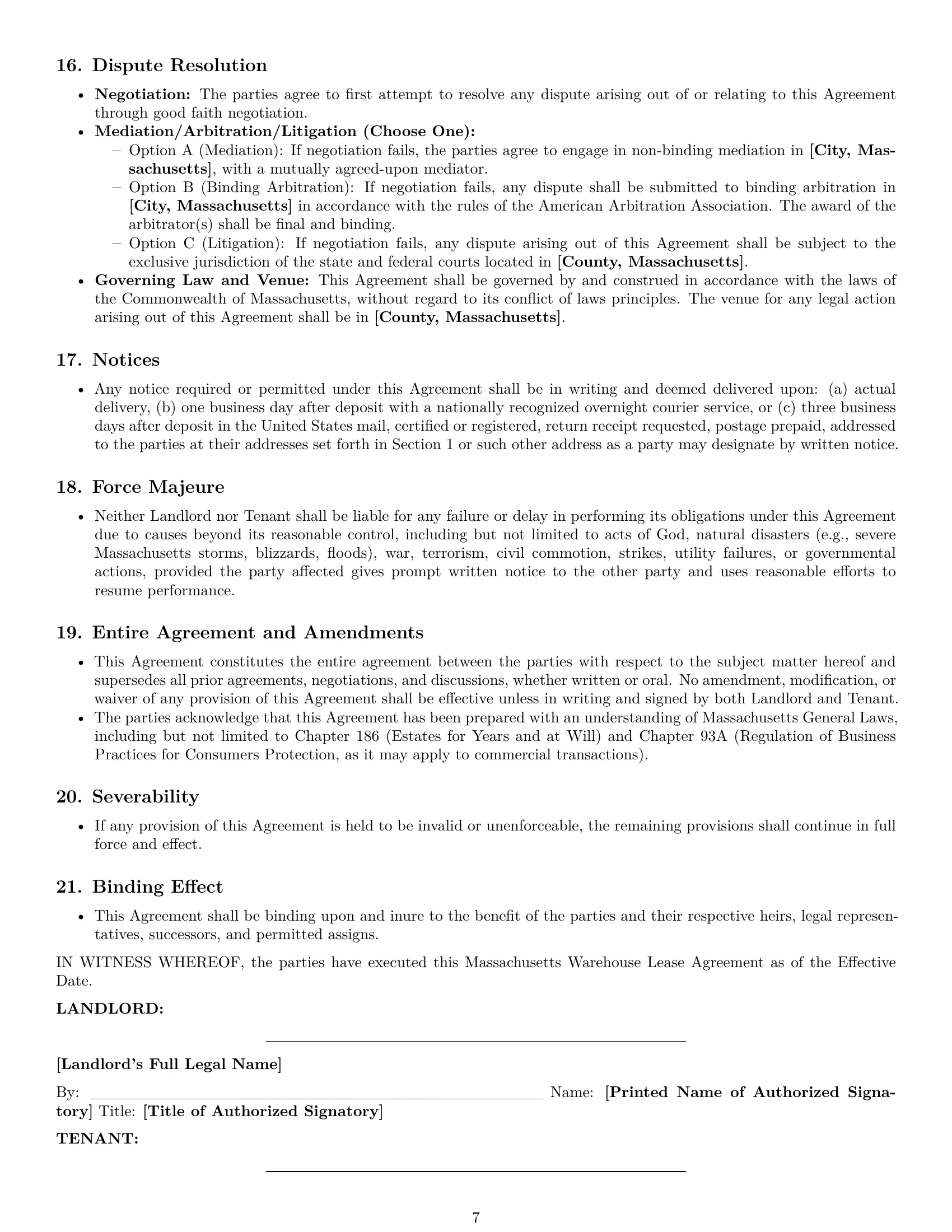 Preview page 7 of Pro Massachusetts warehouse lease agreement template