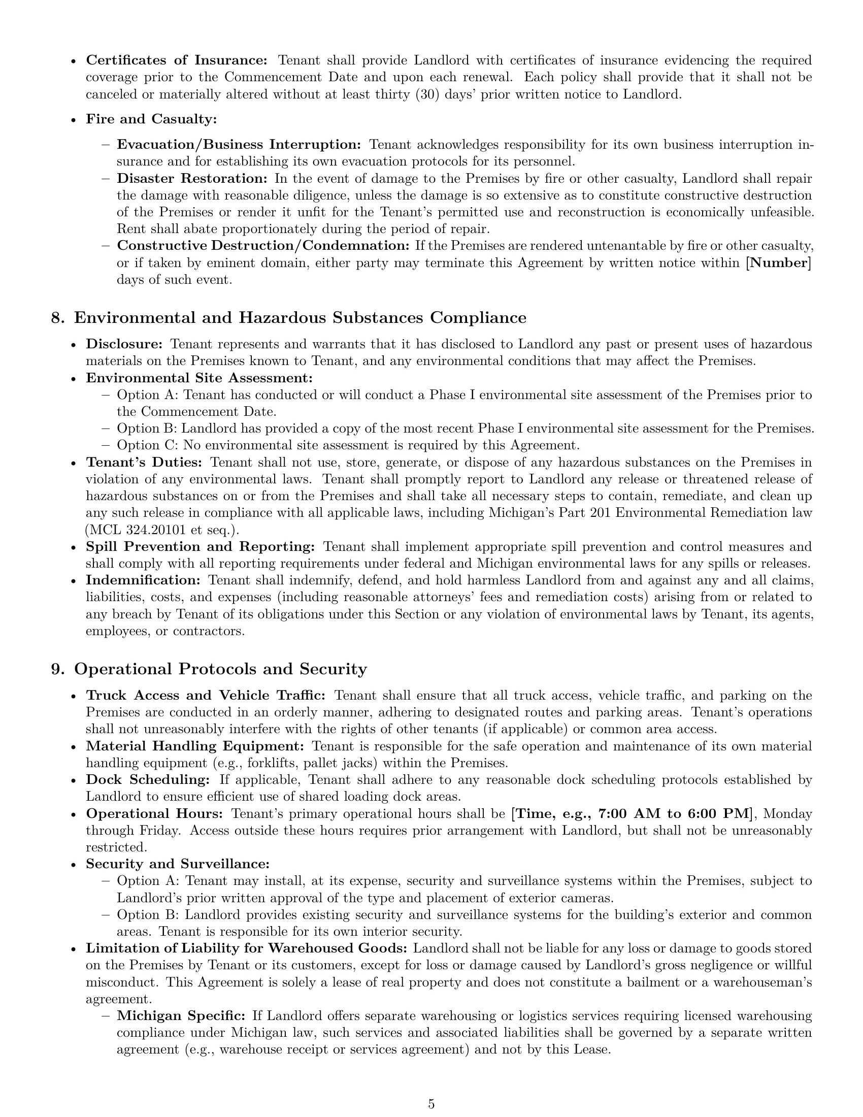 Preview page 5 of Pro Michigan warehouse lease agreement template