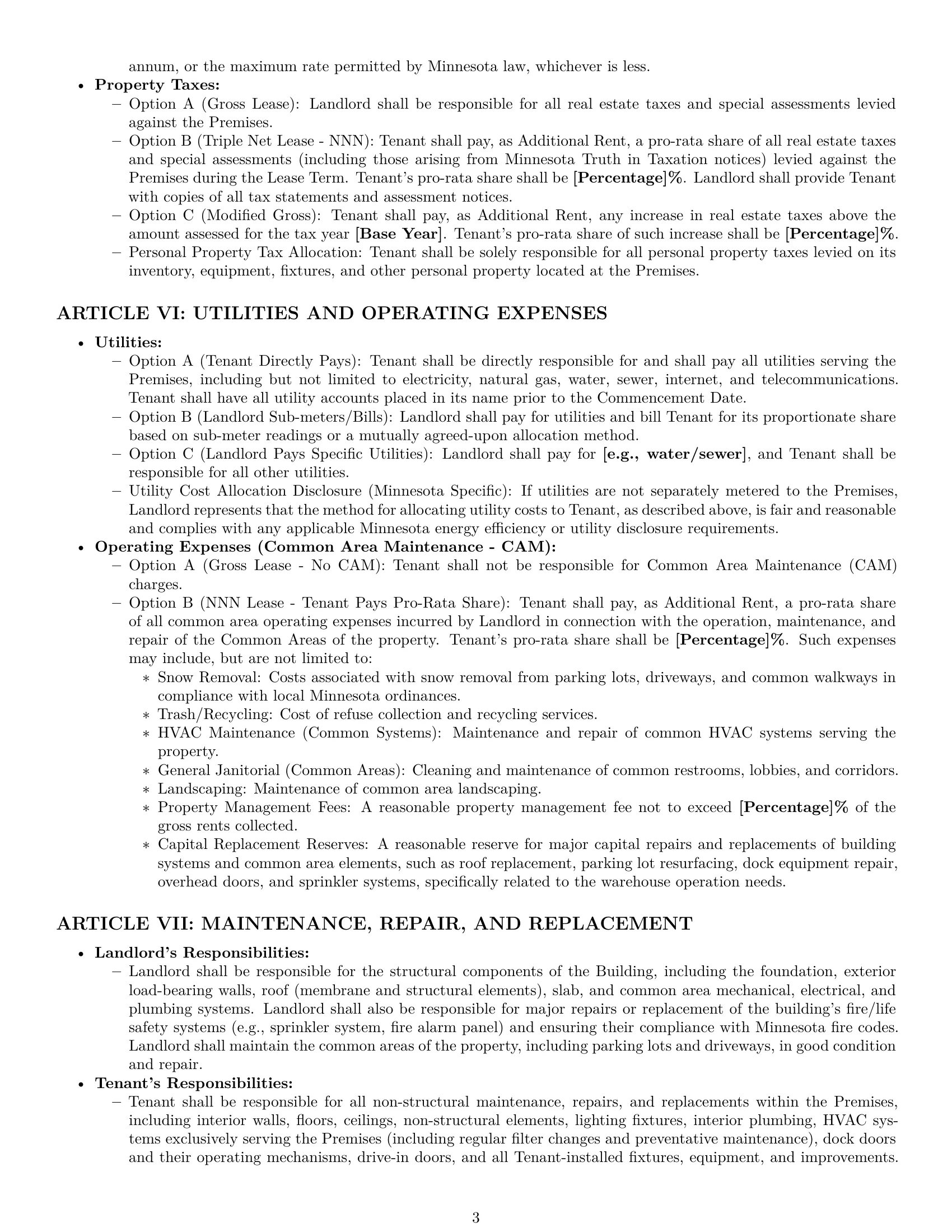 Preview page 3 of Pro Minnesota warehouse lease agreement template