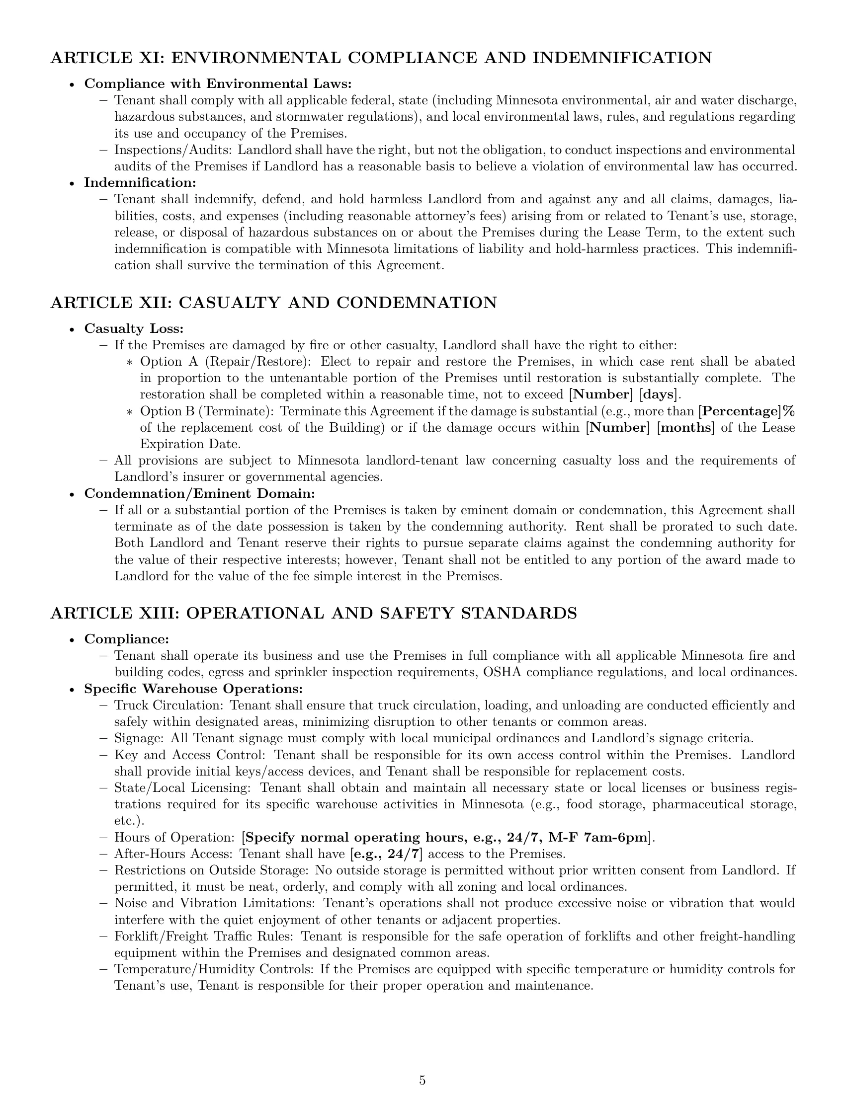 Preview page 5 of Pro Minnesota warehouse lease agreement template