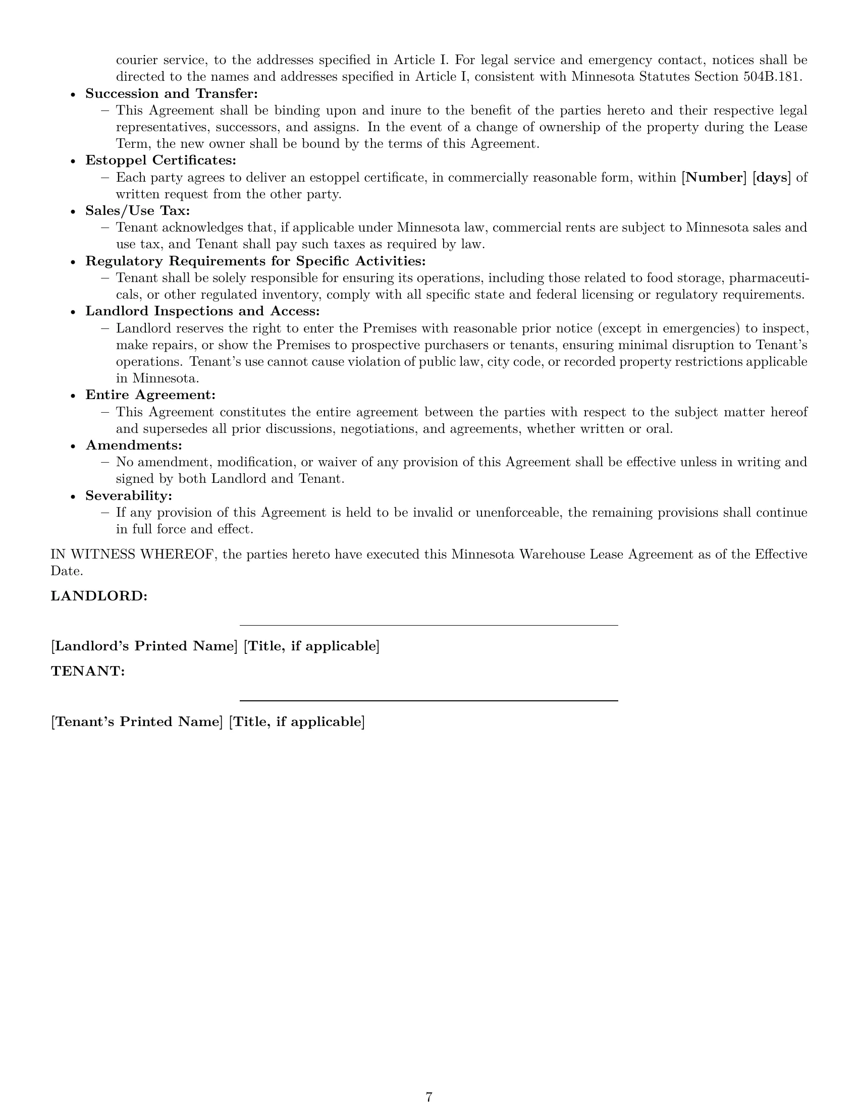 Preview page 7 of Pro Minnesota warehouse lease agreement template
