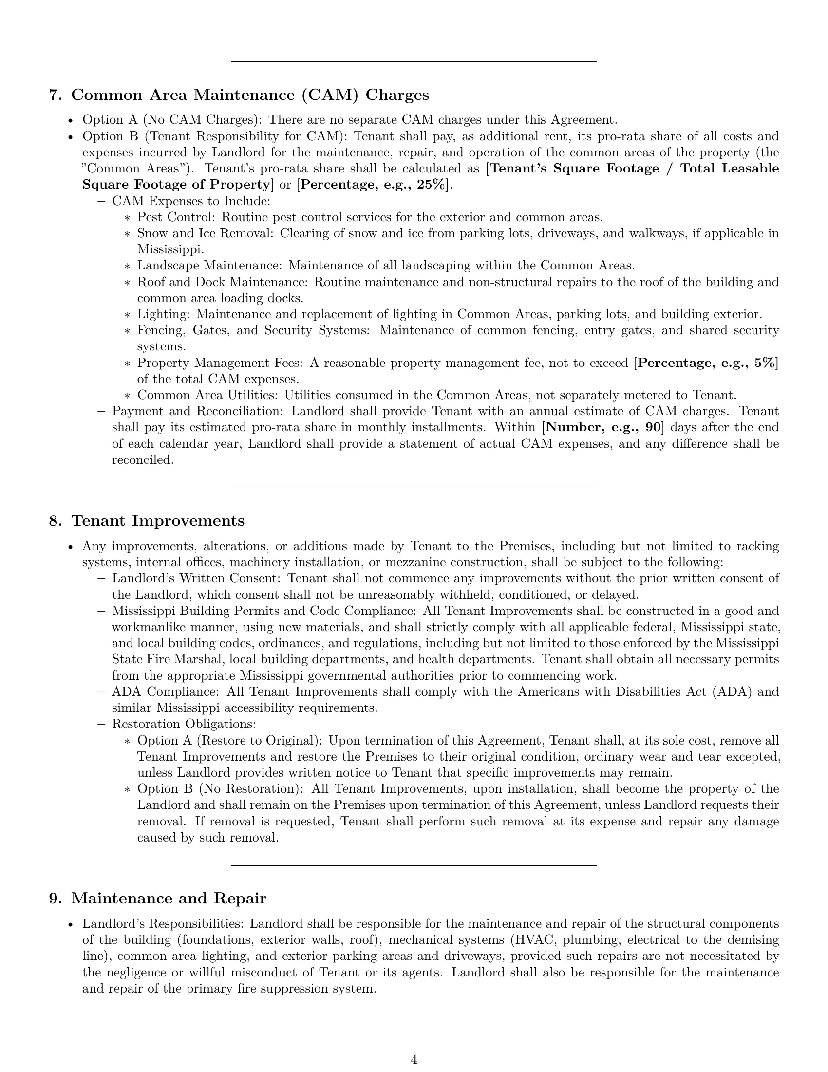 Preview page 4 of Pro Mississippi warehouse lease agreement template