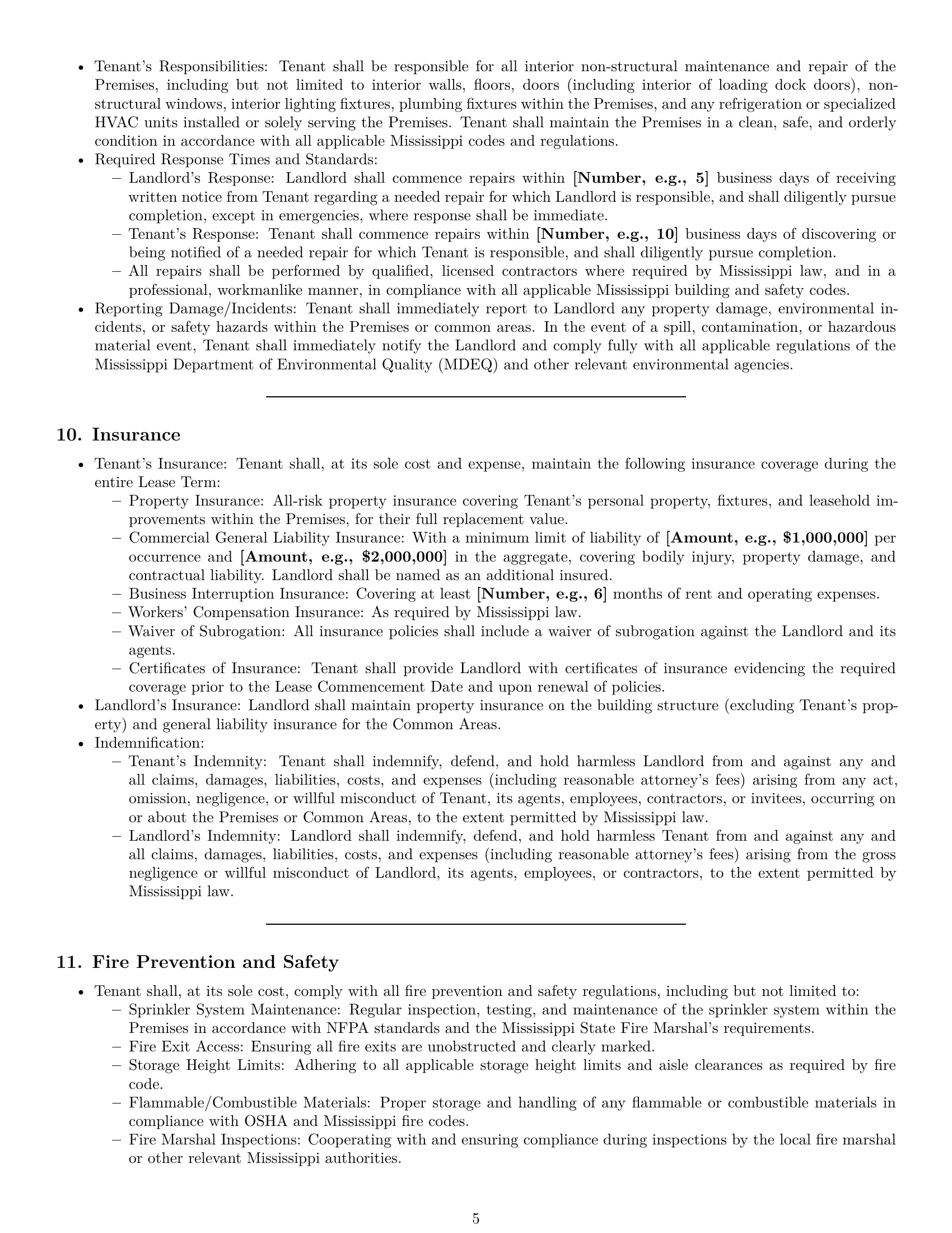 Preview page 5 of Pro Mississippi warehouse lease agreement template