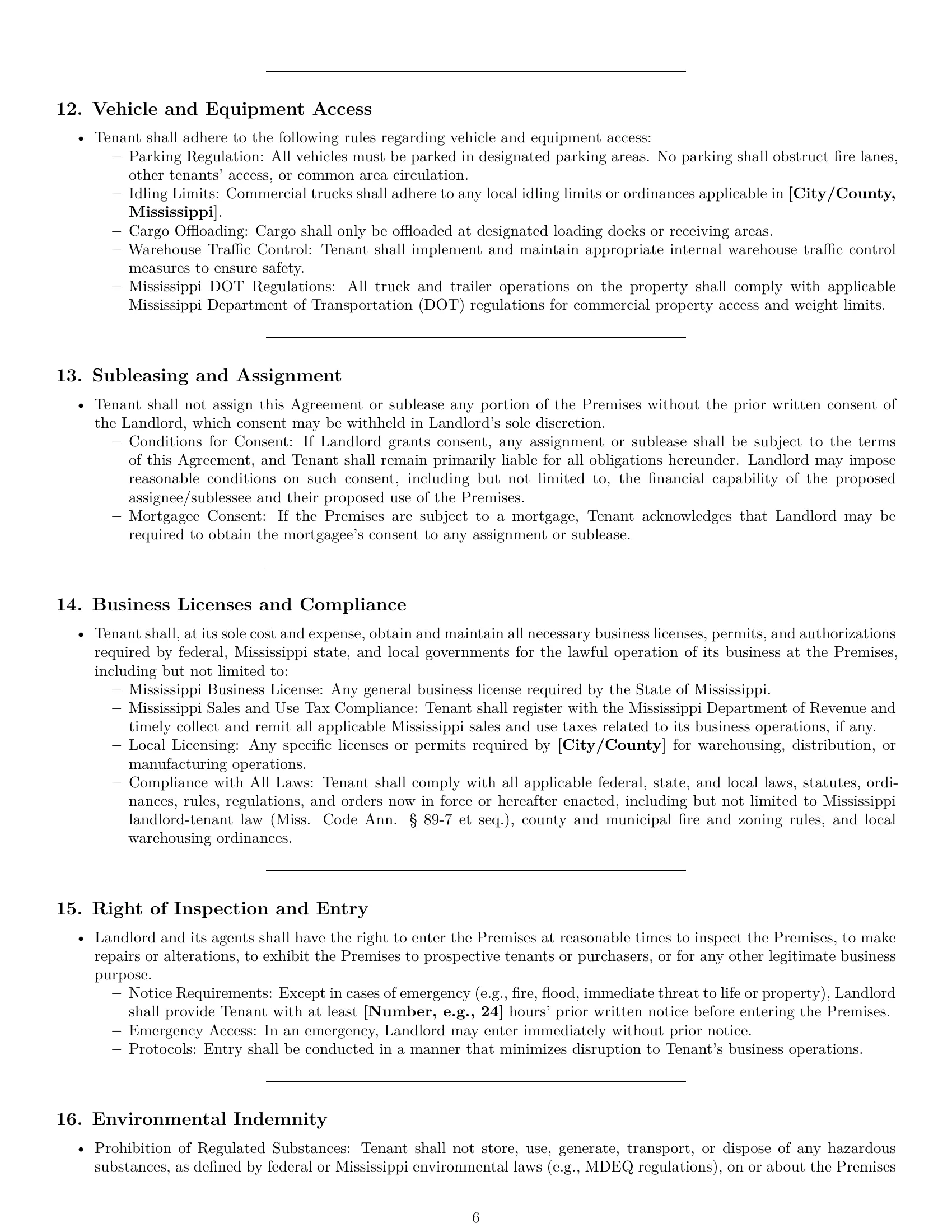 Preview page 6 of Pro Mississippi warehouse lease agreement template