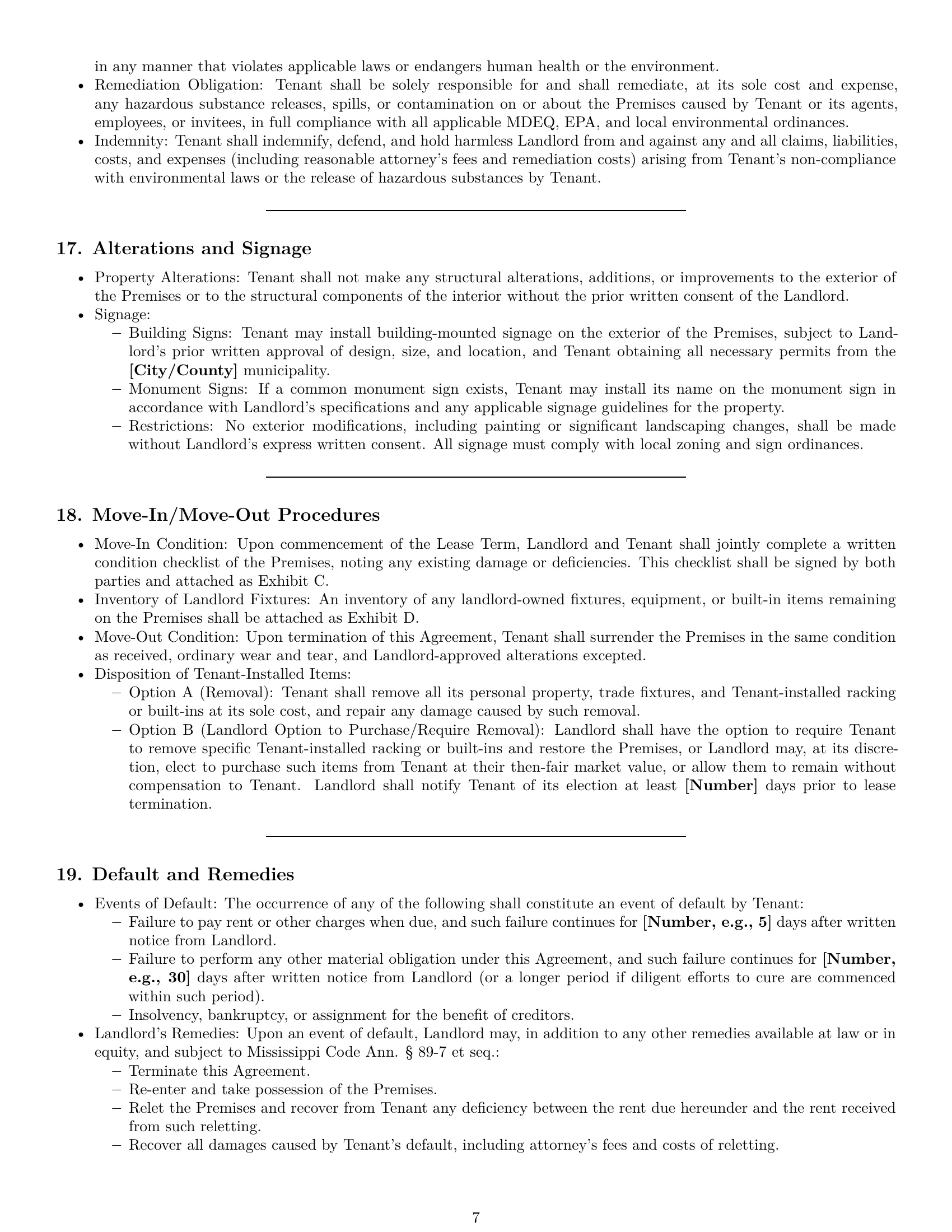 Preview page 7 of Pro Mississippi warehouse lease agreement template