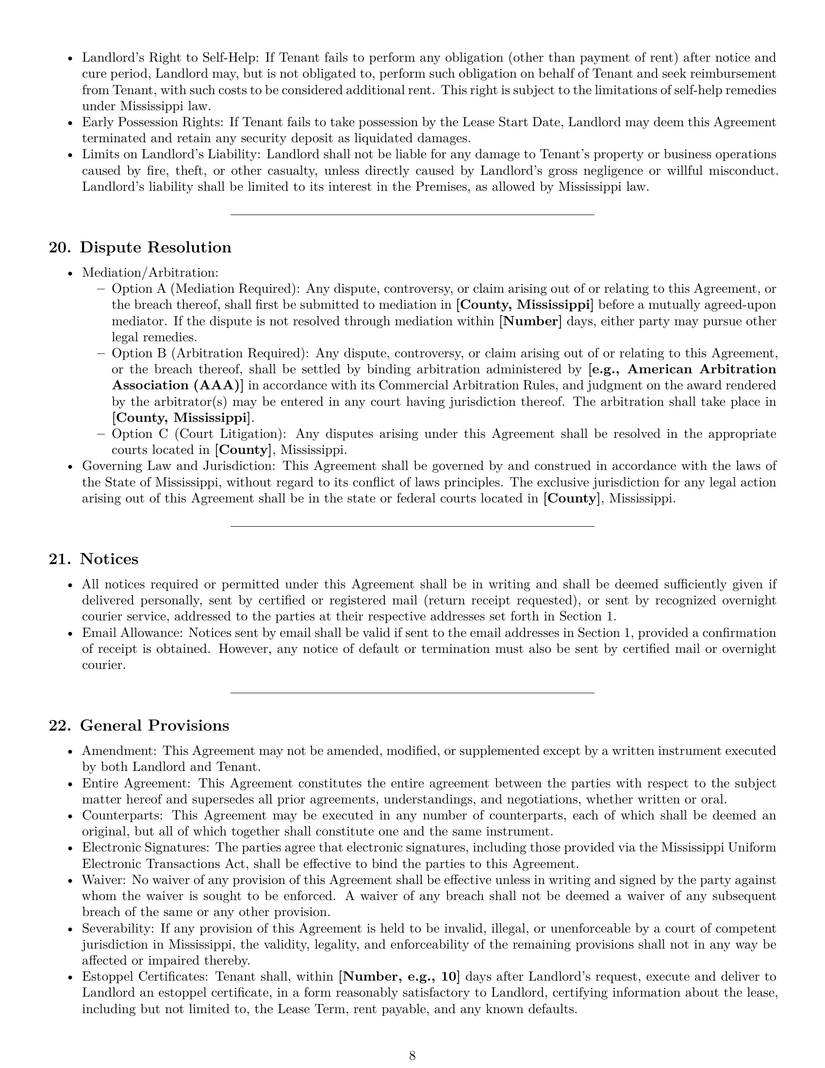 Preview page 8 of Pro Mississippi warehouse lease agreement template