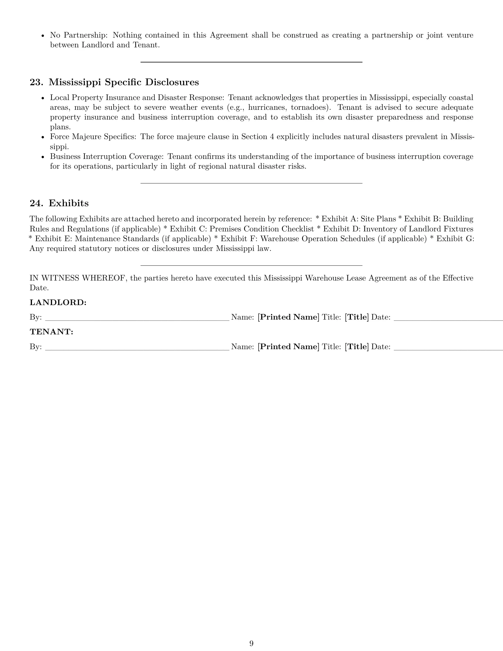 Preview page 9 of Pro Mississippi warehouse lease agreement template