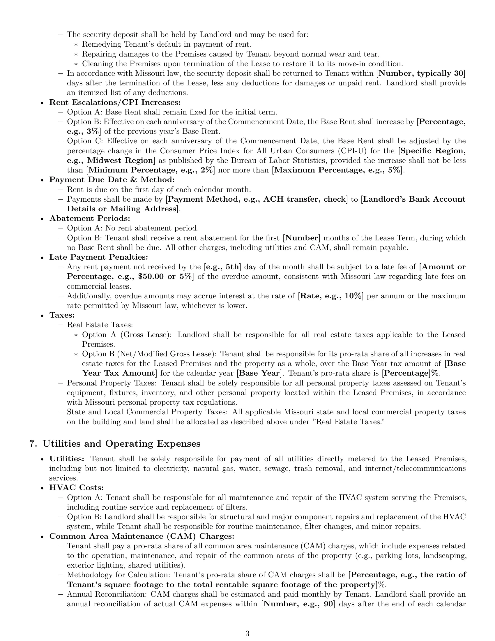 Preview page 3 of Pro Missouri warehouse lease agreement template