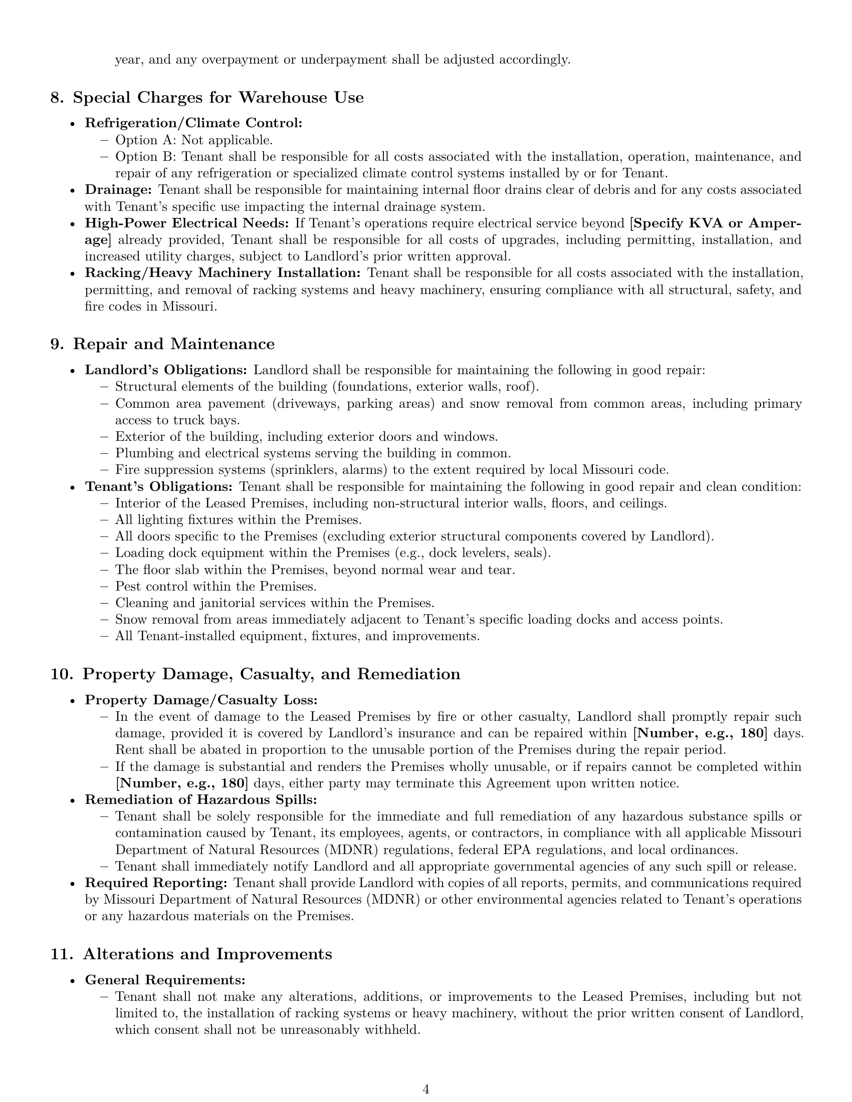Preview page 4 of Pro Missouri warehouse lease agreement template