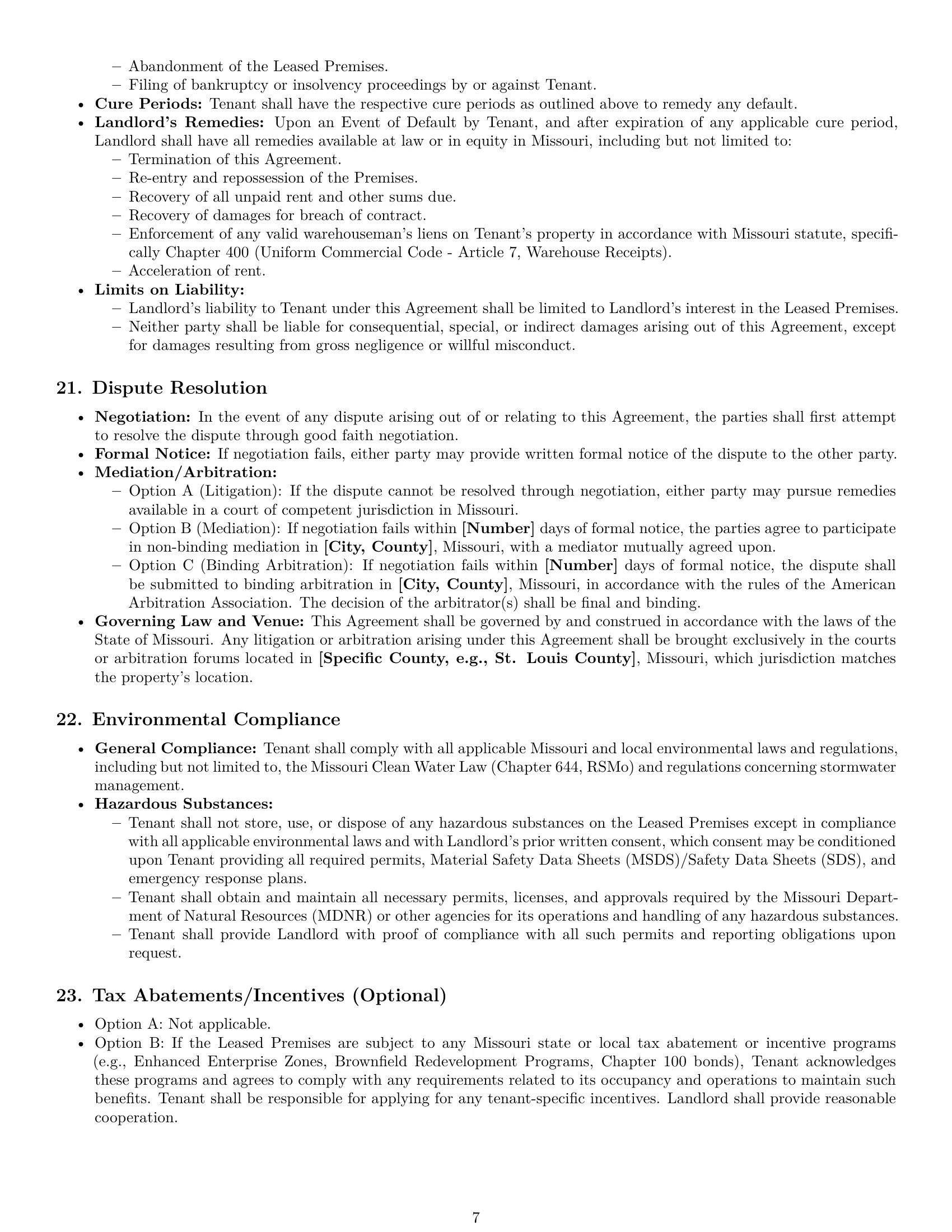 Preview page 7 of Pro Missouri warehouse lease agreement template