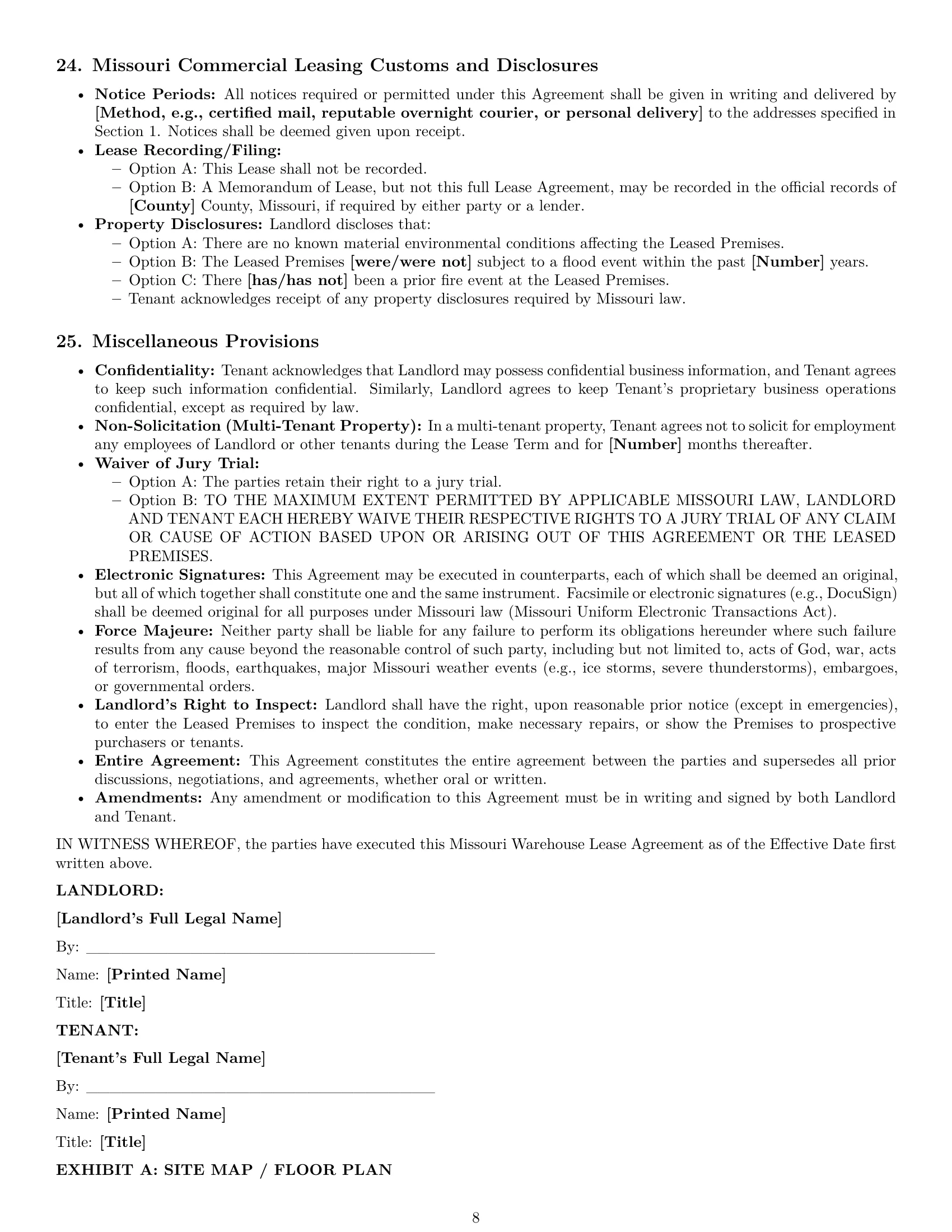 Preview page 8 of Pro Missouri warehouse lease agreement template
