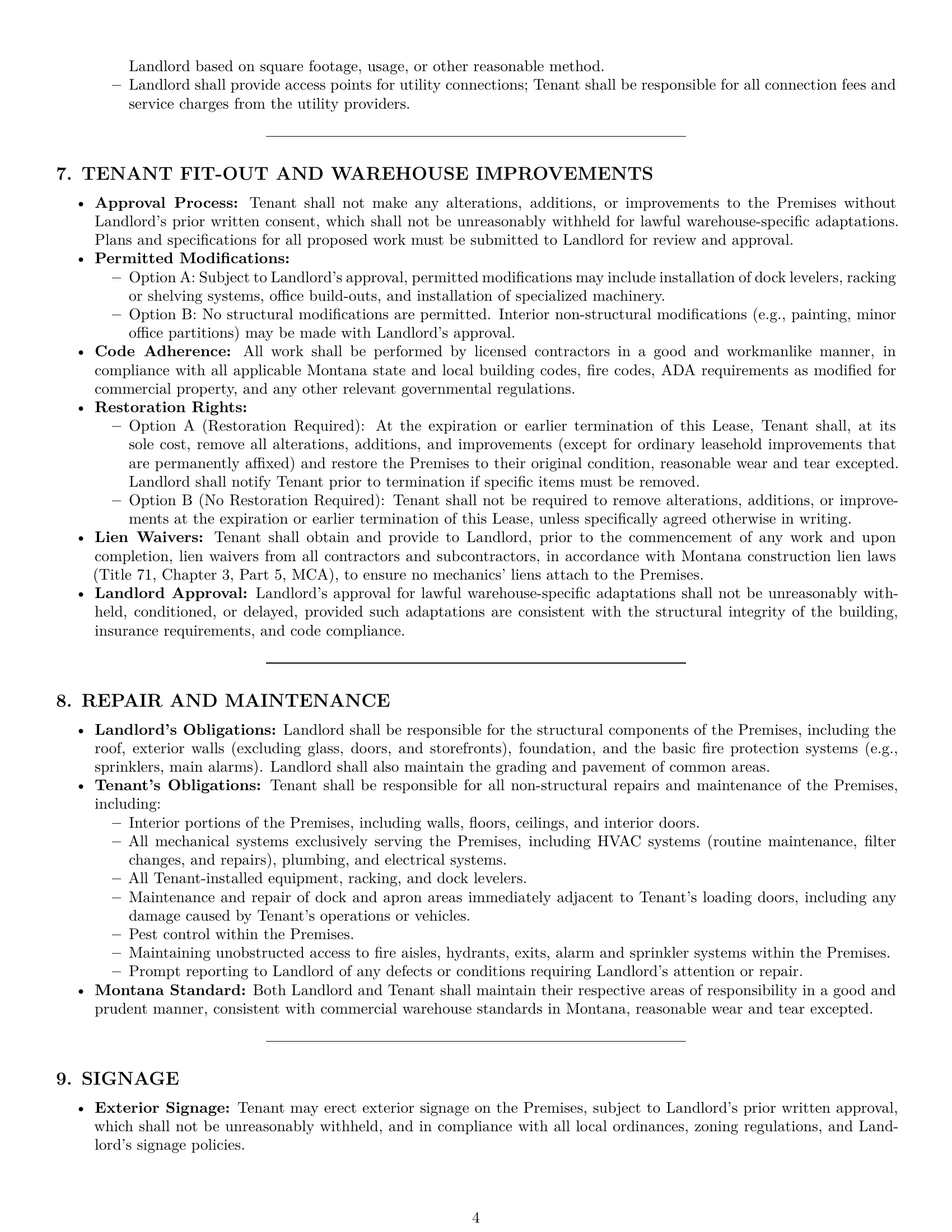 Preview page 4 of Pro Montana warehouse lease agreement template