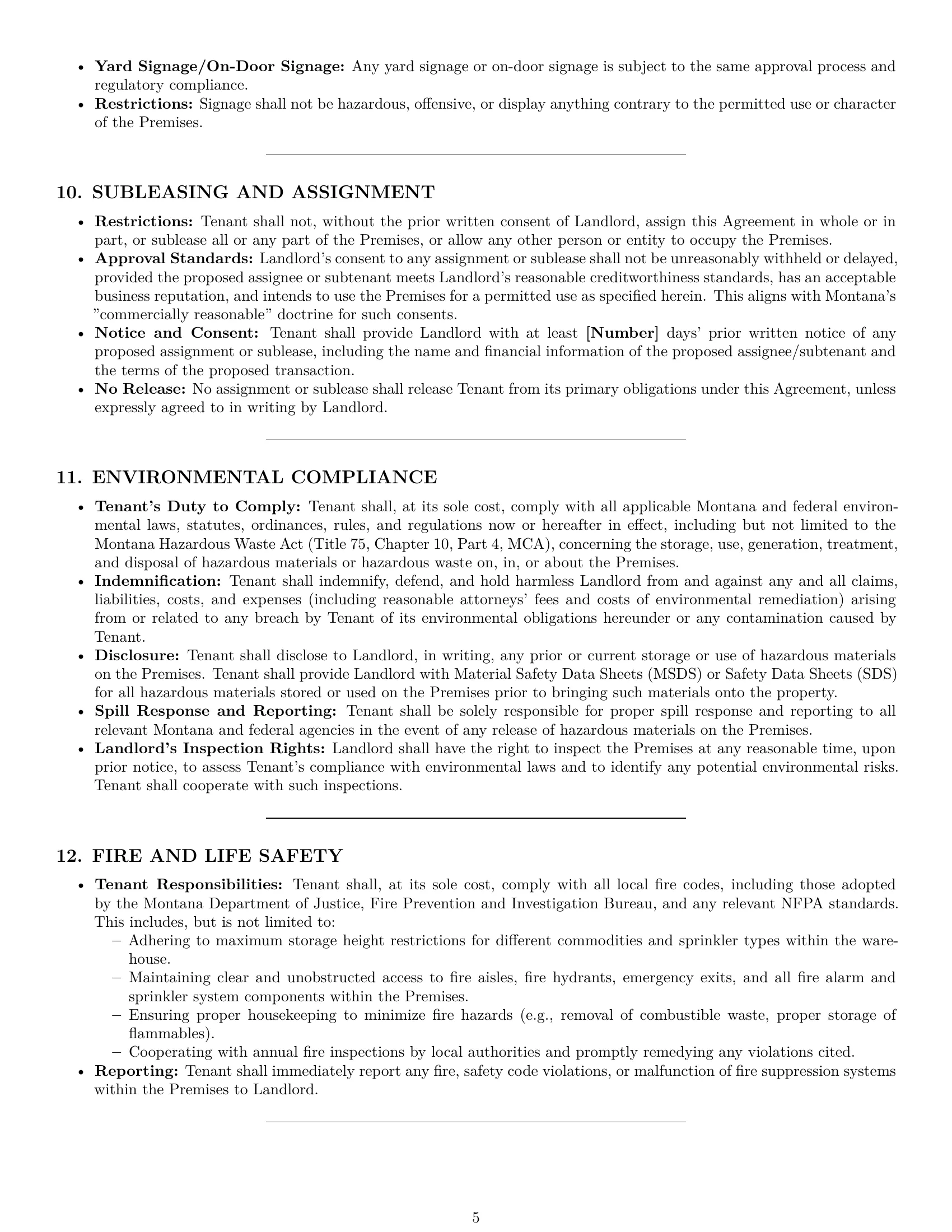 Preview page 5 of Pro Montana warehouse lease agreement template