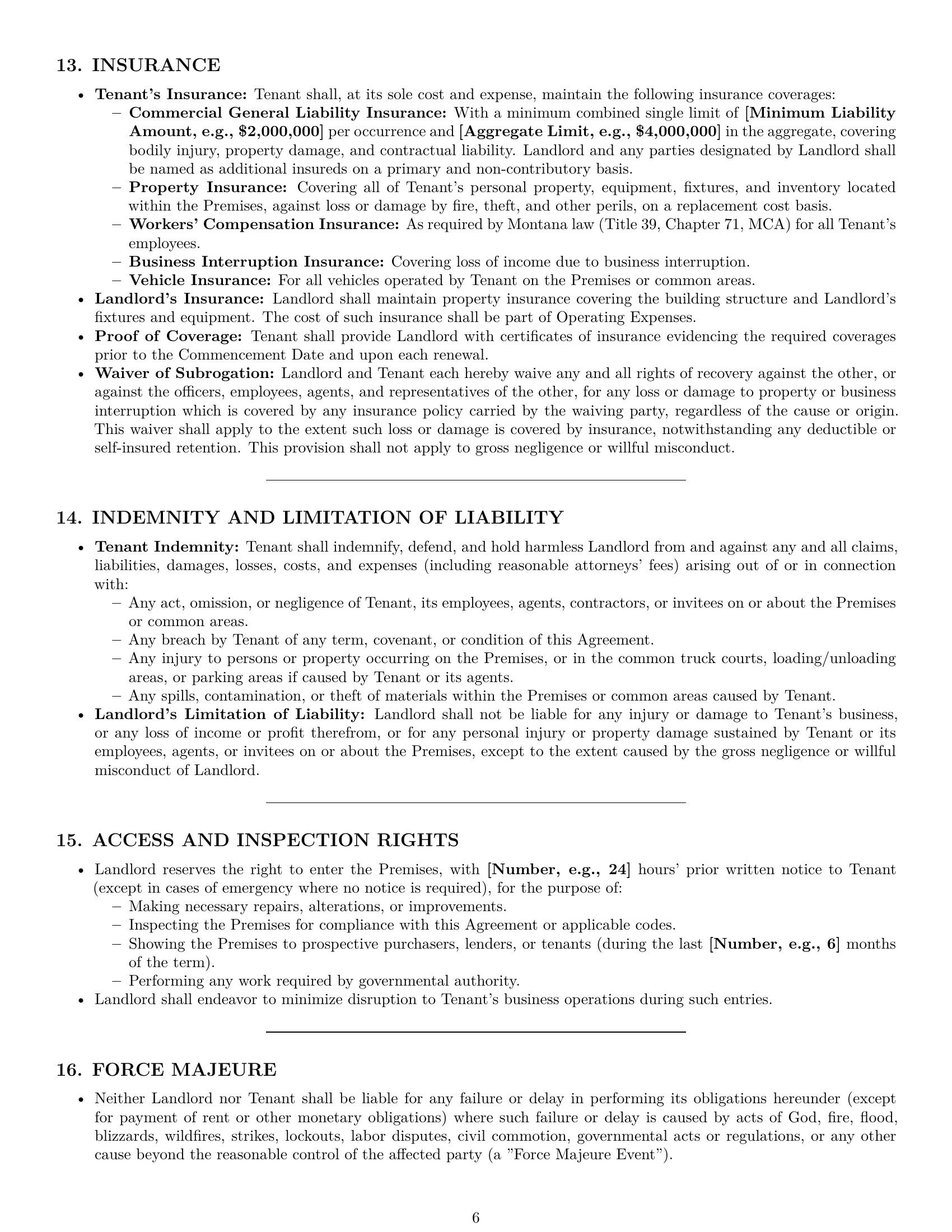 Preview page 6 of Pro Montana warehouse lease agreement template