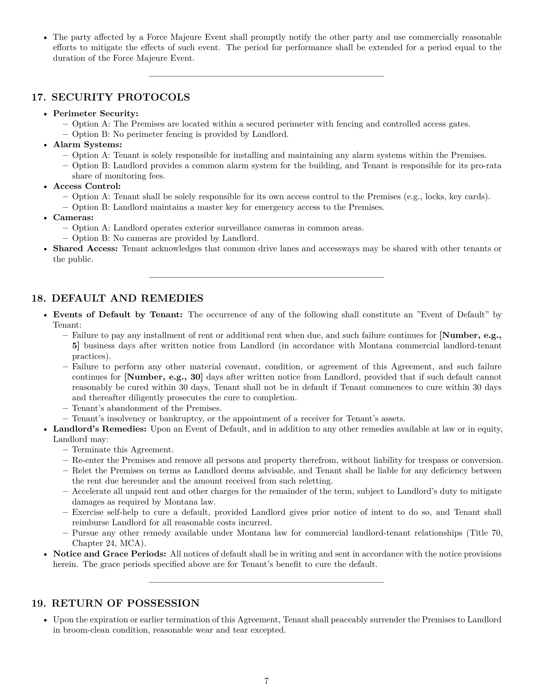 Preview page 7 of Pro Montana warehouse lease agreement template