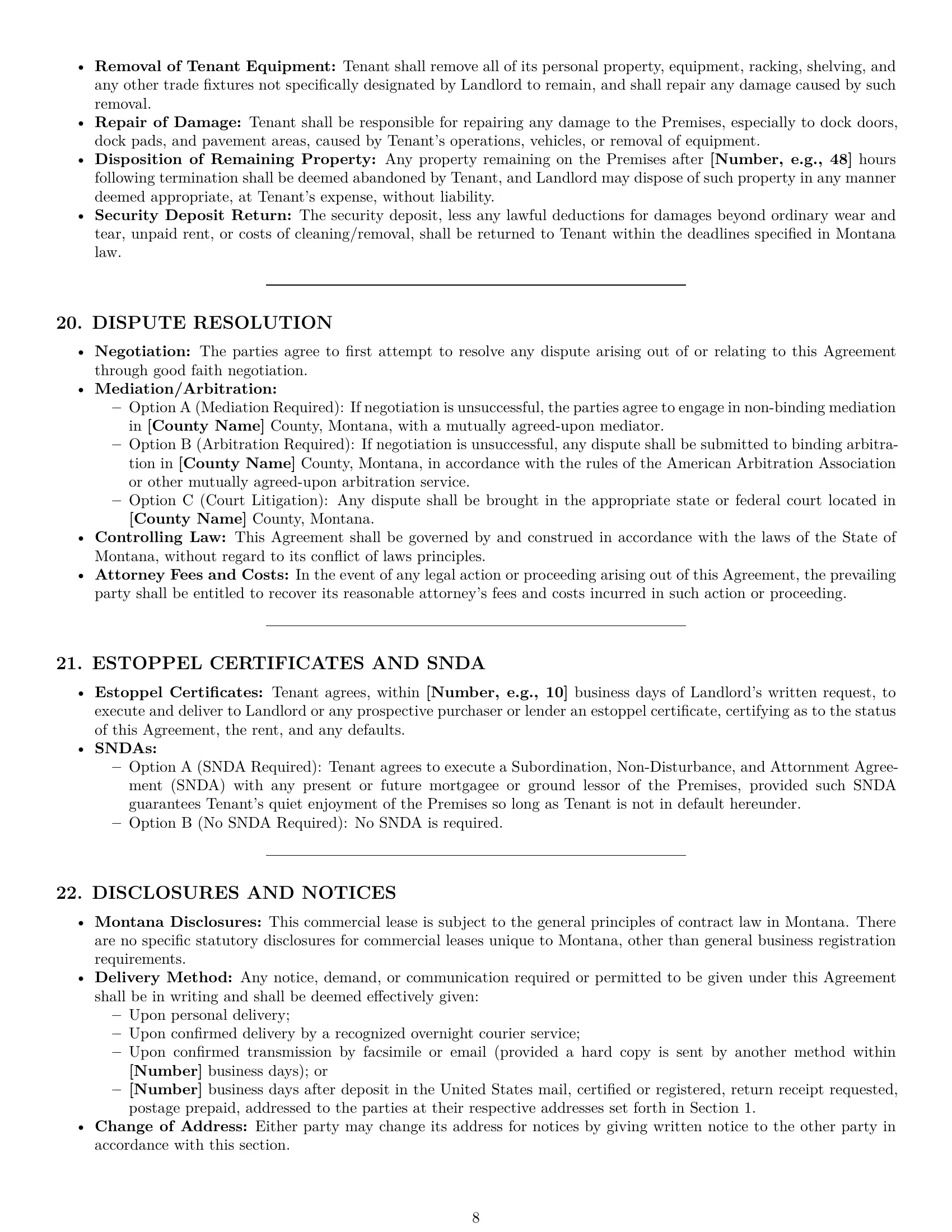 Preview page 8 of Pro Montana warehouse lease agreement template