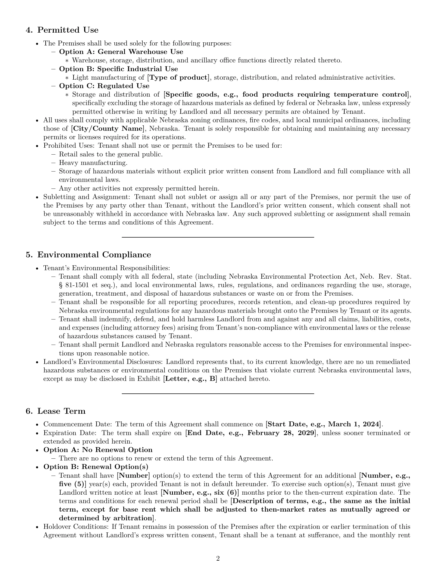Preview page 2 of Pro Nebraska warehouse lease agreement template