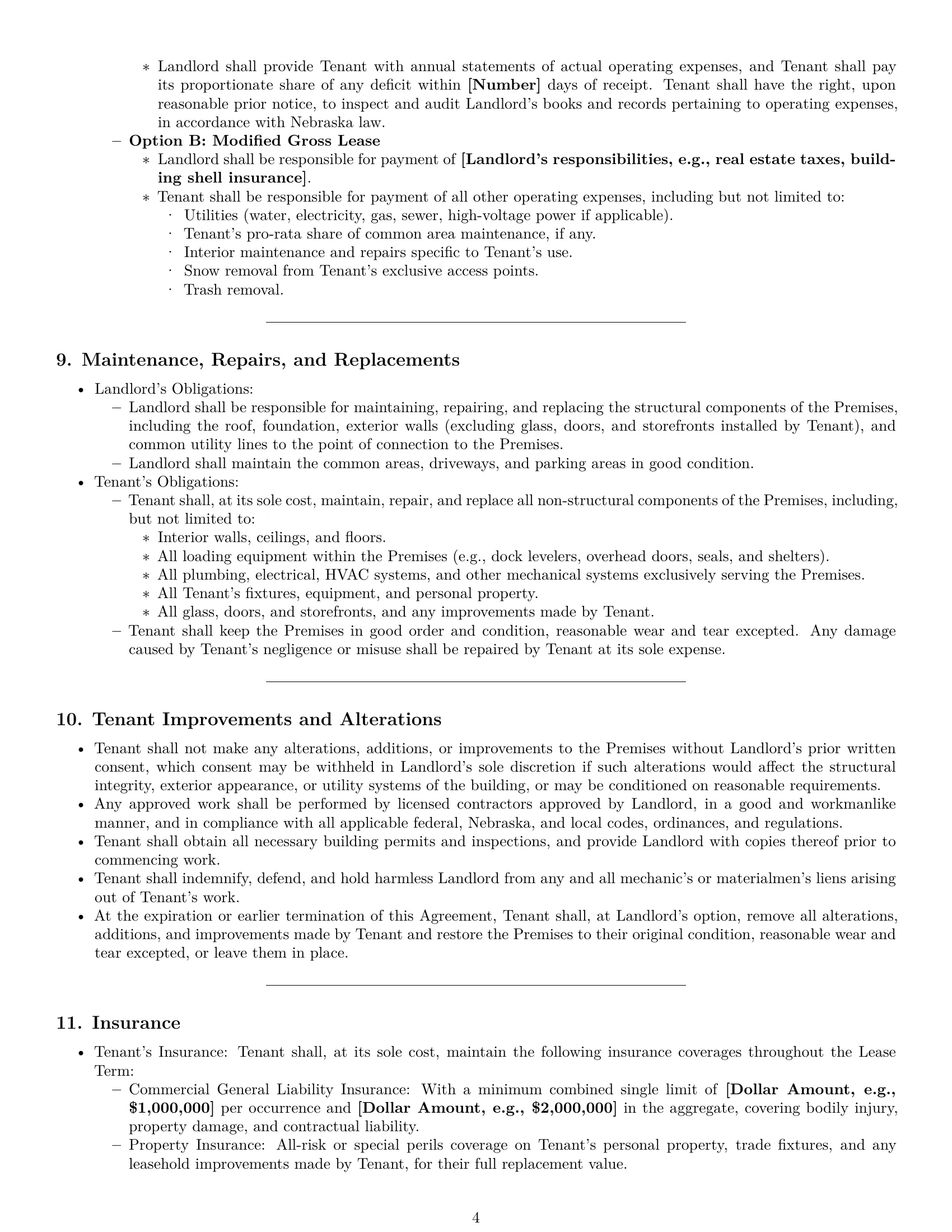 Preview page 4 of Pro Nebraska warehouse lease agreement template