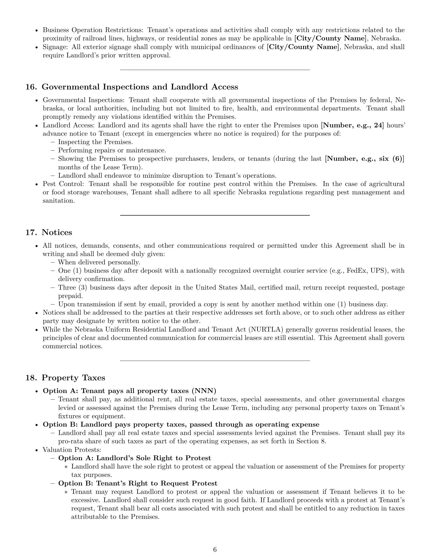 Preview page 6 of Pro Nebraska warehouse lease agreement template