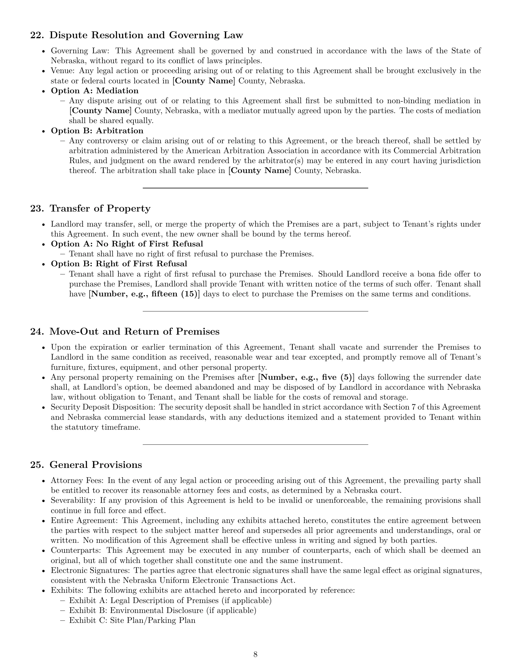 Preview page 8 of Pro Nebraska warehouse lease agreement template